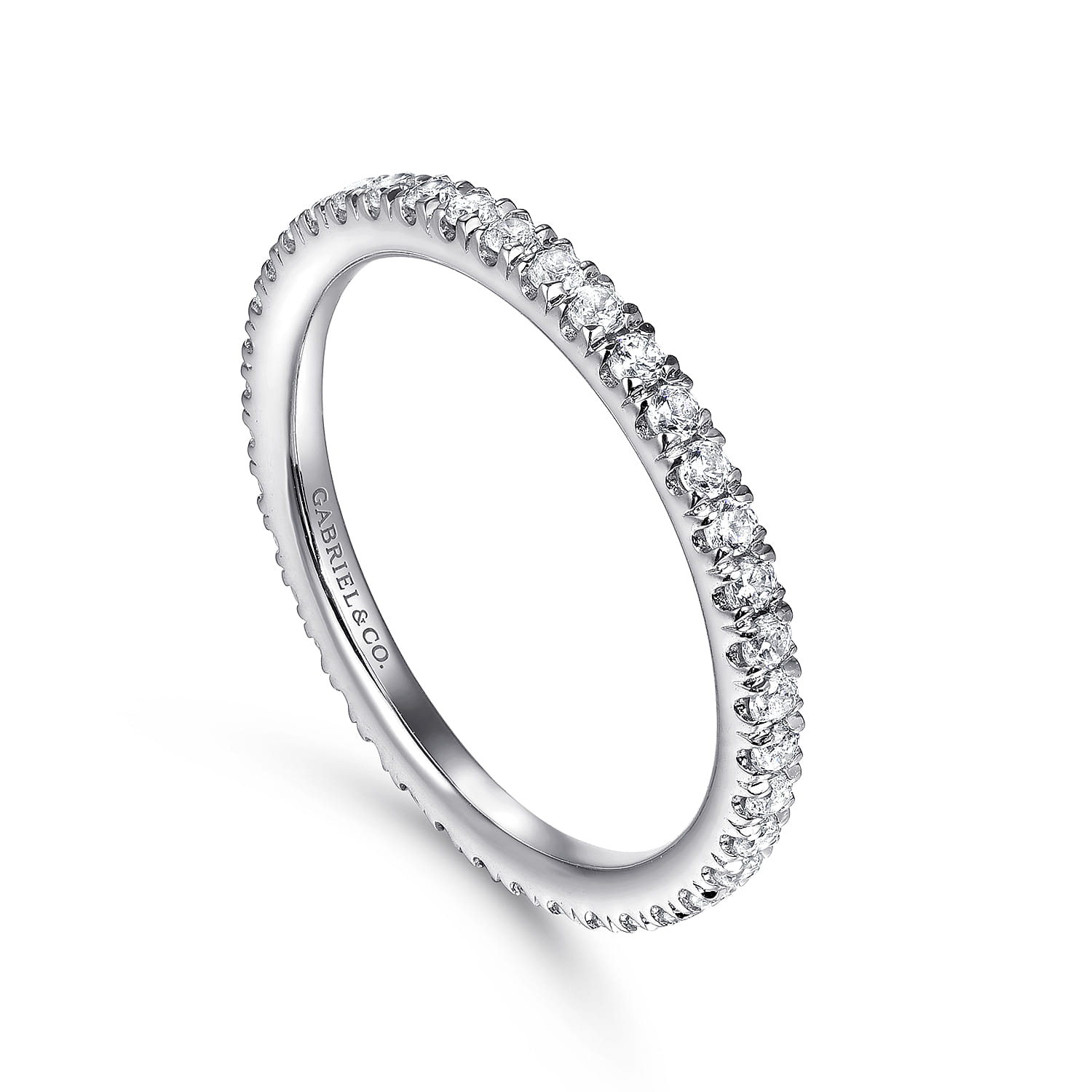 French Pave Set Diamond Eternity Band in 14K White Gold, photograph 3
