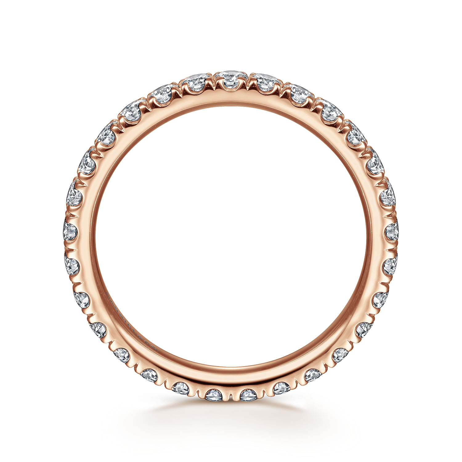 French Pave Set Diamond Eternity Band in 14K Rose Gold, photograph 2