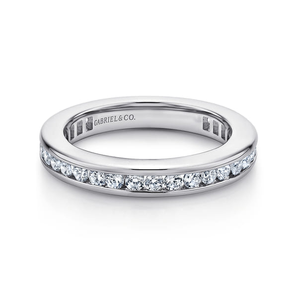 14K White Gold Channel Set Diamond Eternity Band
