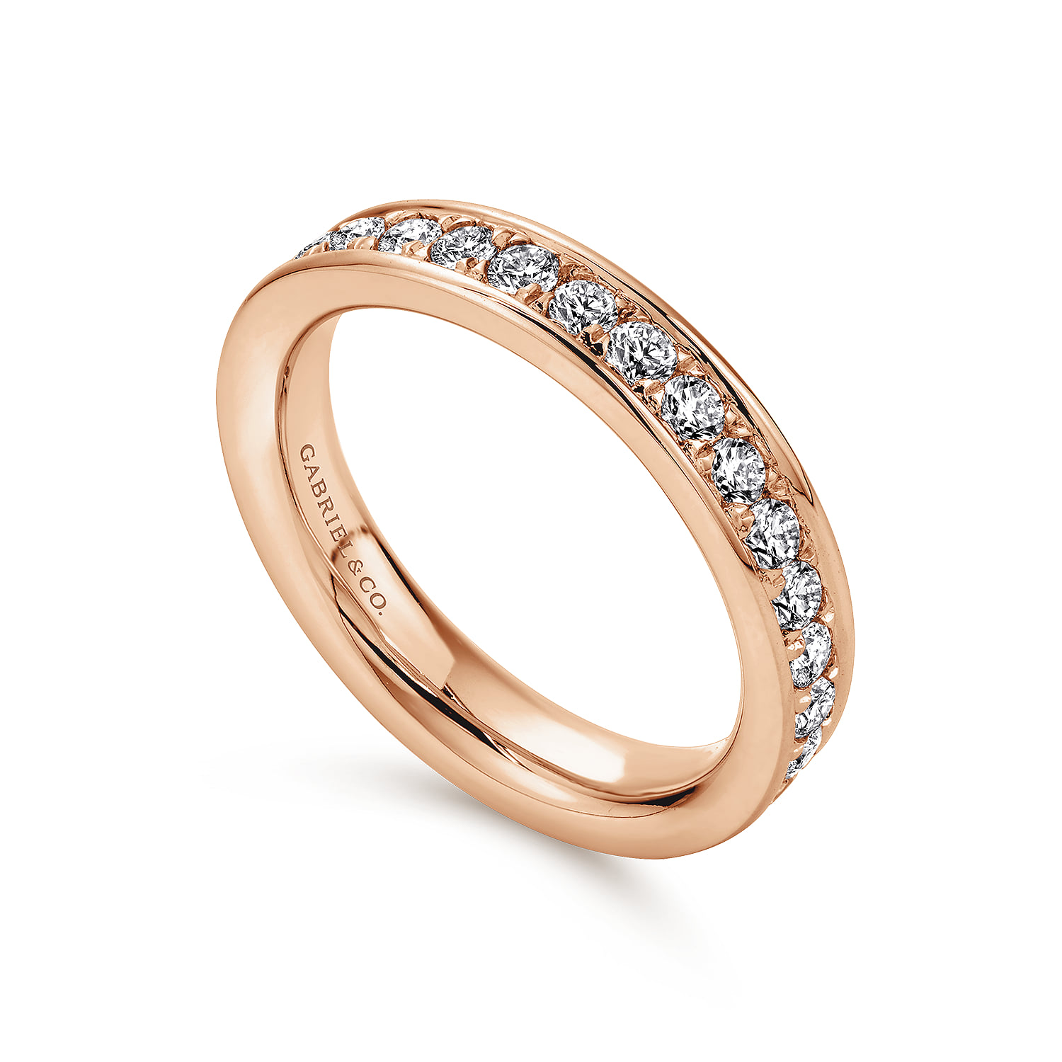 Channel Set Diamond Eternity Band in 14K Rose Gold, photograph 3