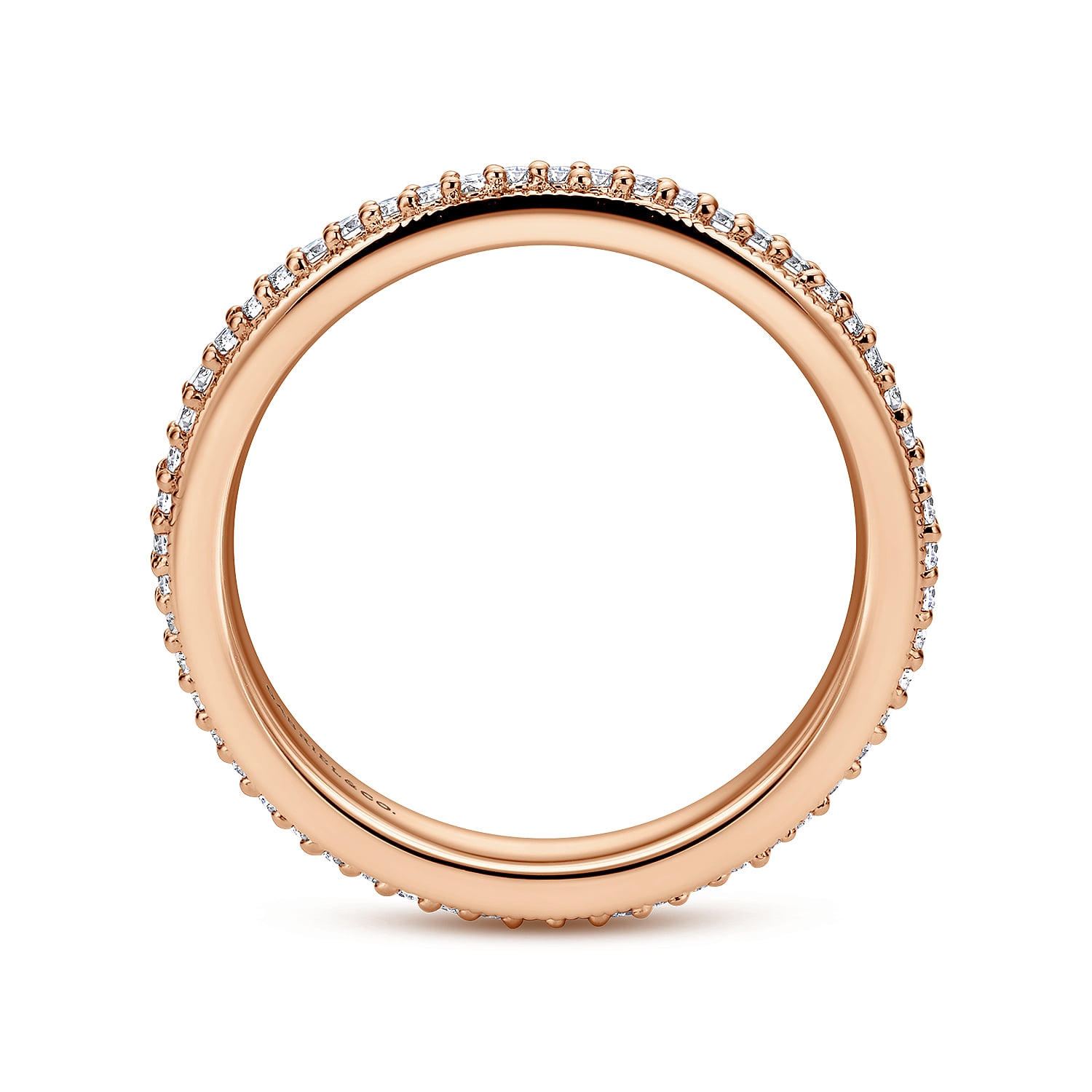 Vintage Inspired Prong Set Diamond Eternity Band in 14K Rose Gold, photograph 2