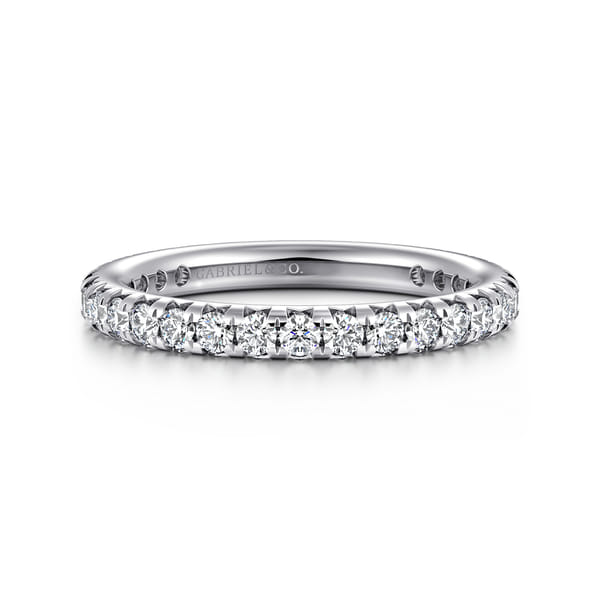 14K White Gold Micro Pave Set Diamond Eternity Band