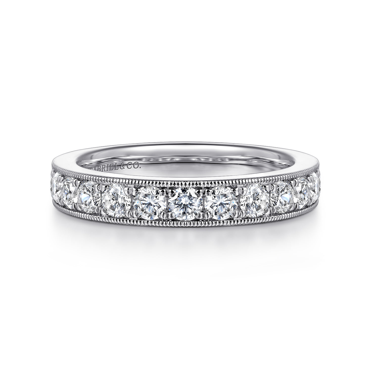 Micro Pave Set Diamond Wedding Band with Milgrain
