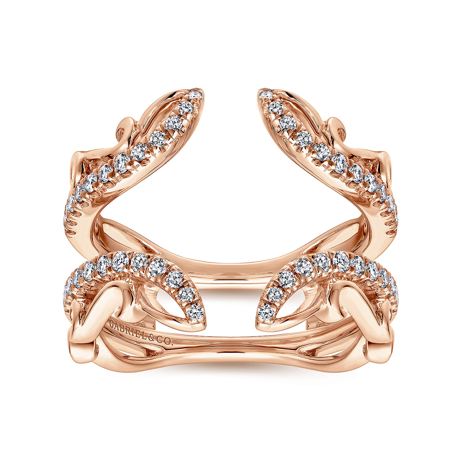French Pave Set Diamond Ring Enhancer in 14K Rose Gold, photograph 4