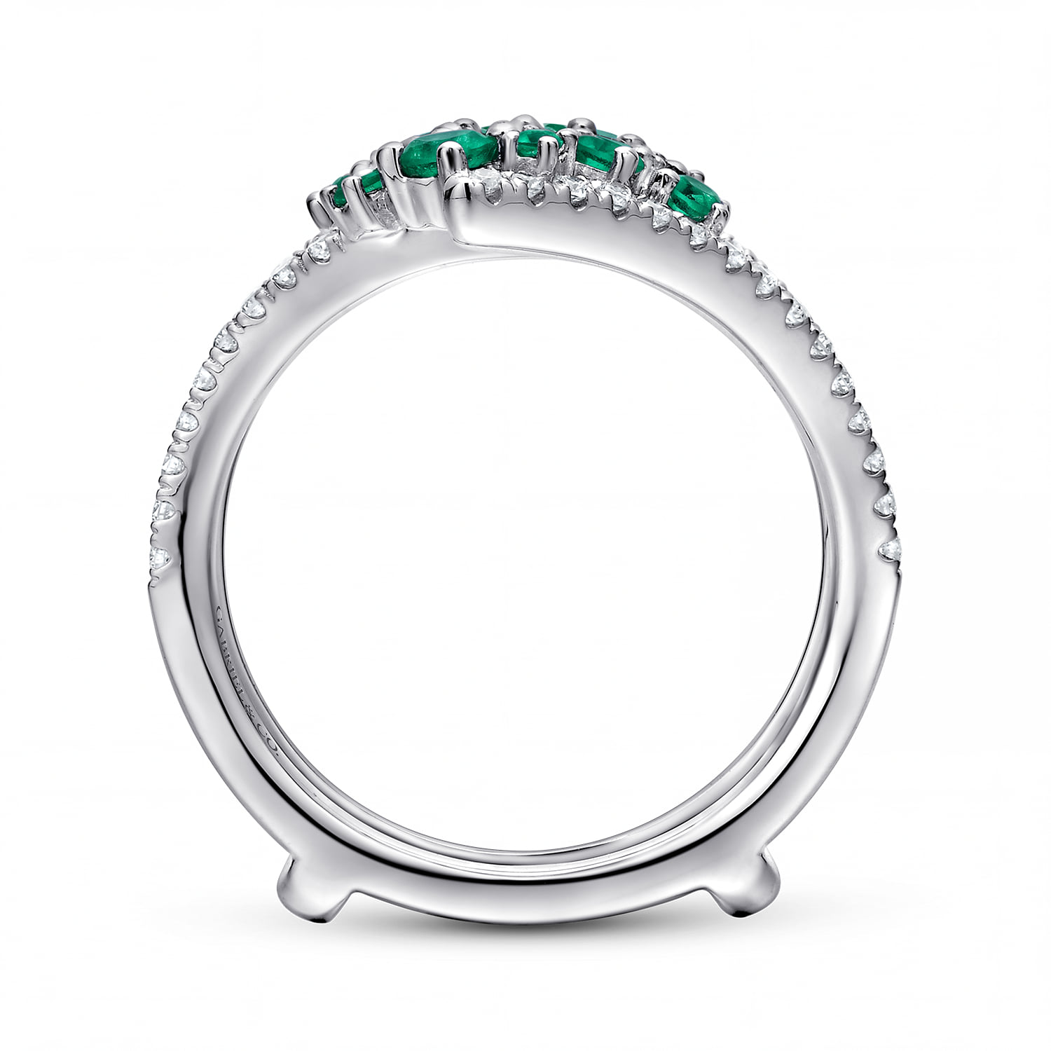 Prong Set Emerald and Diamond Ring Enhancer in 14K White Gold, photograph 2
