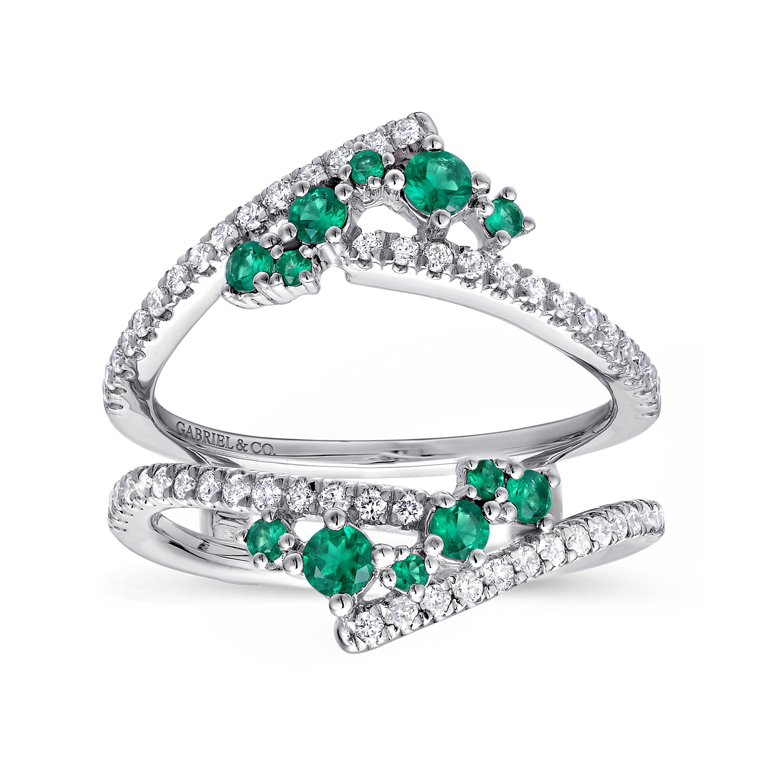Prong Set Emerald and Diamond Ring Enhancer in 14K White Gold, photograph 4