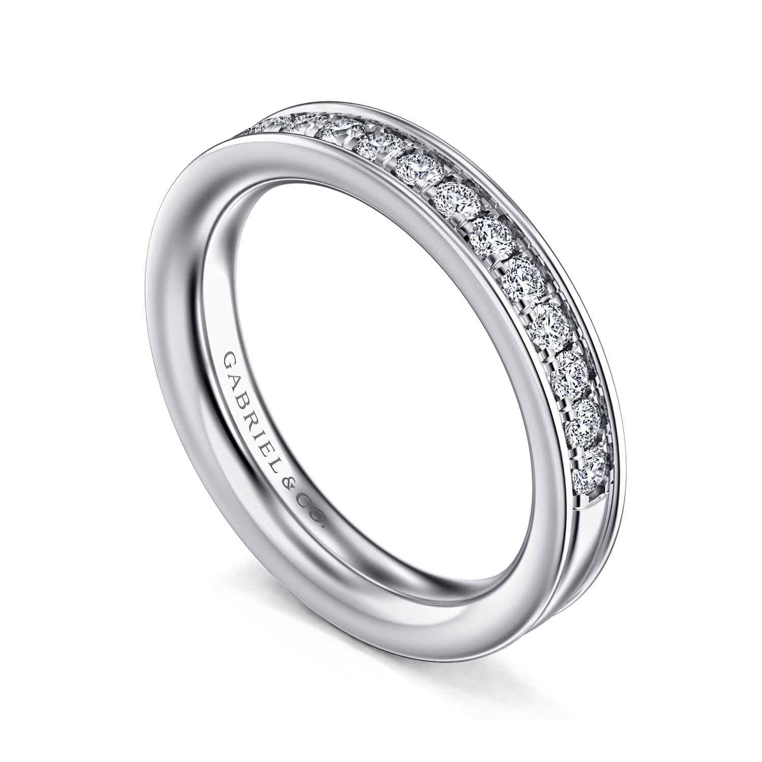 Channel Prong Diamond Wedding Band in 14K White Gold, photograph 3