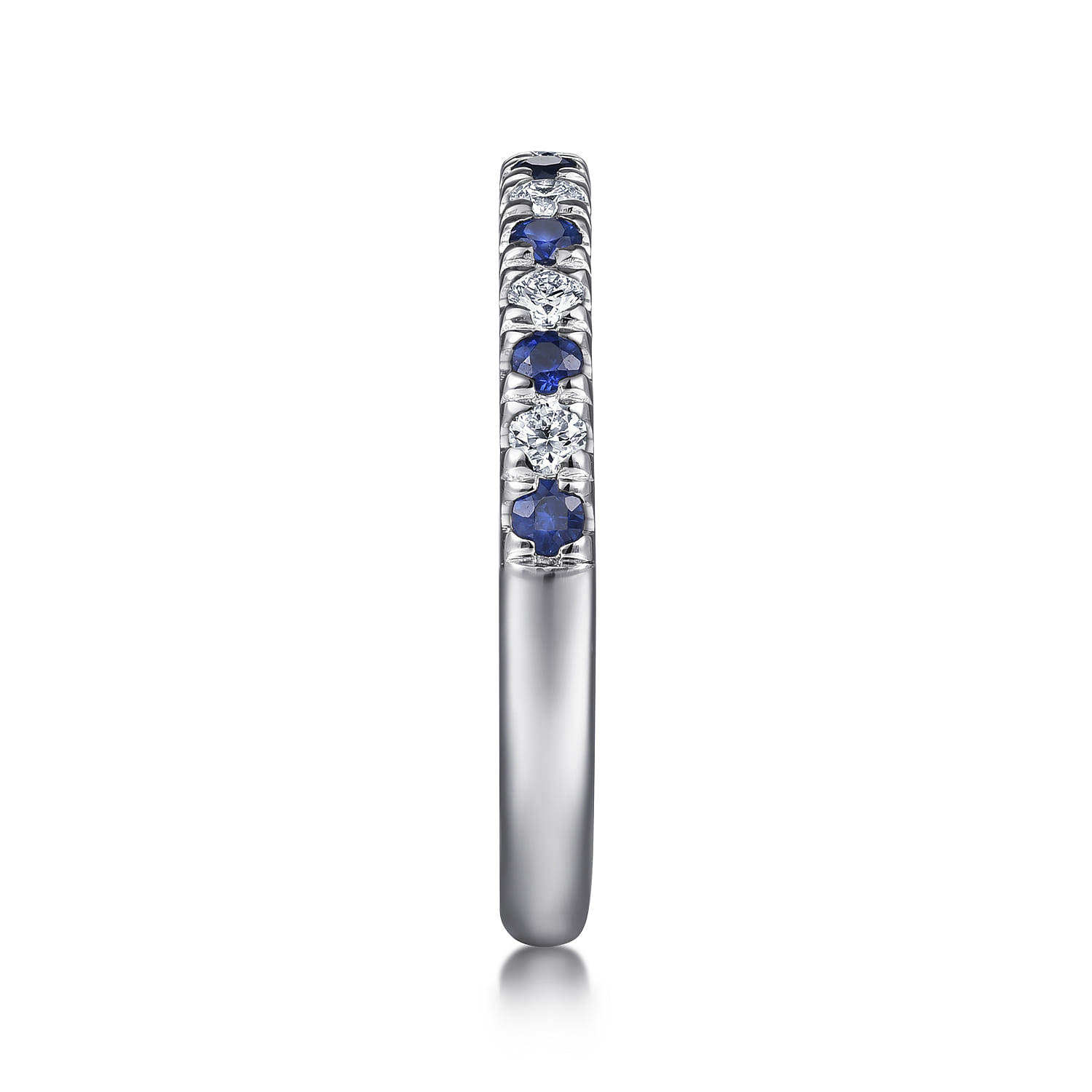 French Pave Diamond and Sapphire Anniversary Band in Platinum, photograph 4