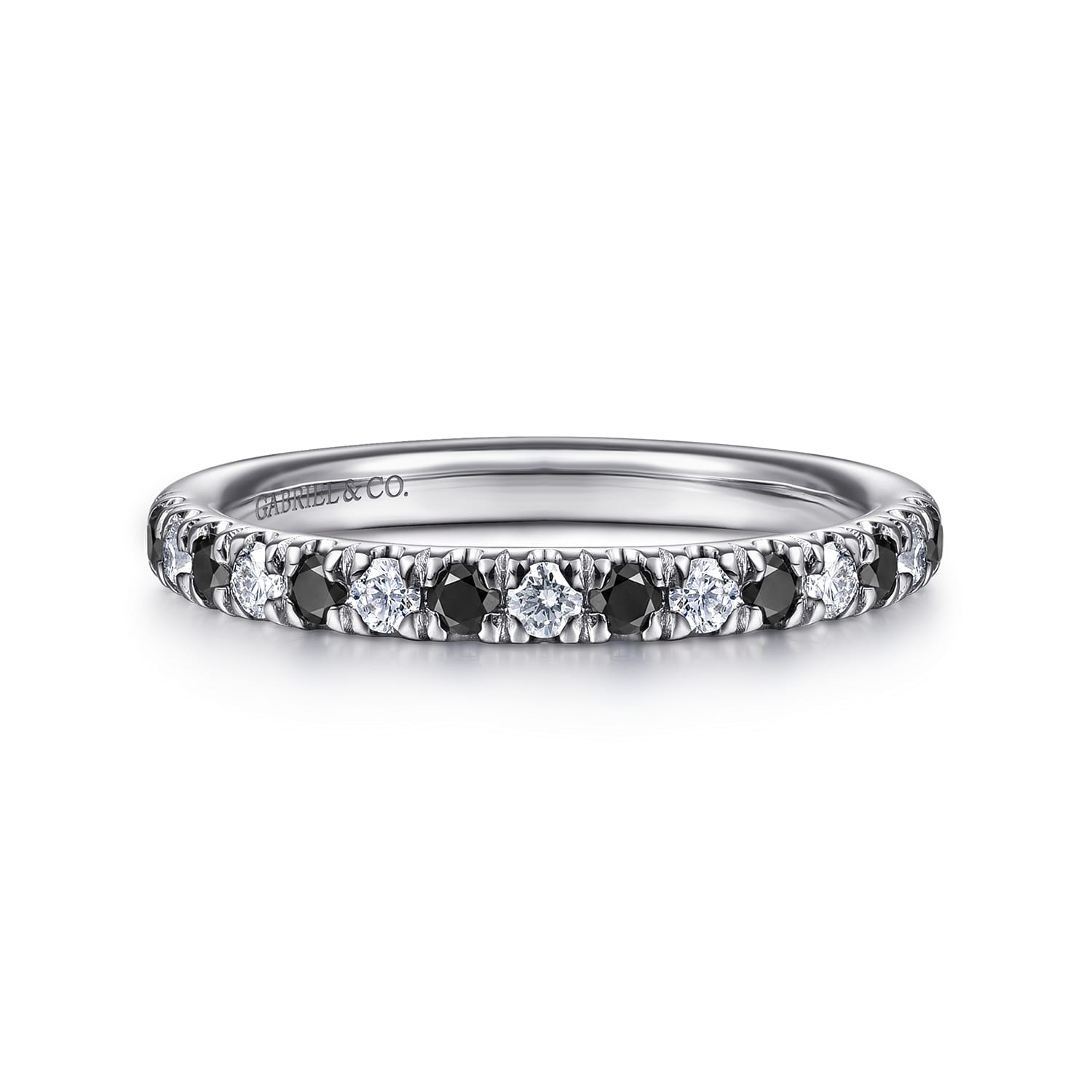 French Pave Black Diamond and Diamond Anniversary Band