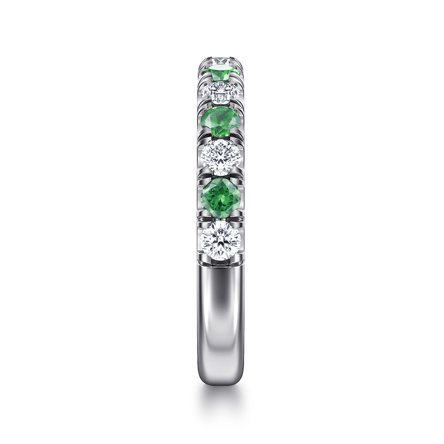 Diamond and Emerald Anniversary Band in 14K White Gold, photograph 4