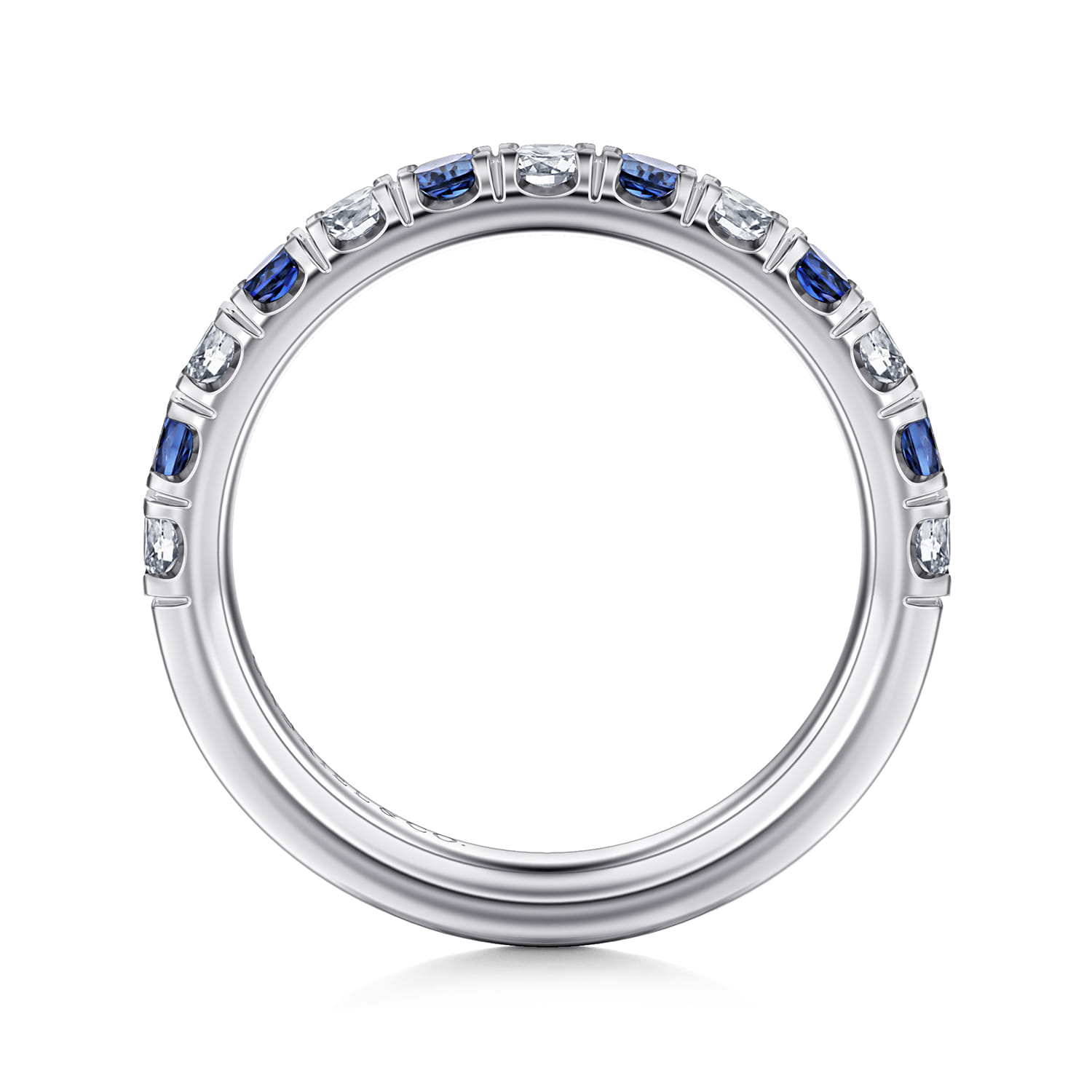 13 Stone Diamond and Sapphire Anniversary Band in 14K White Gold, photograph 2