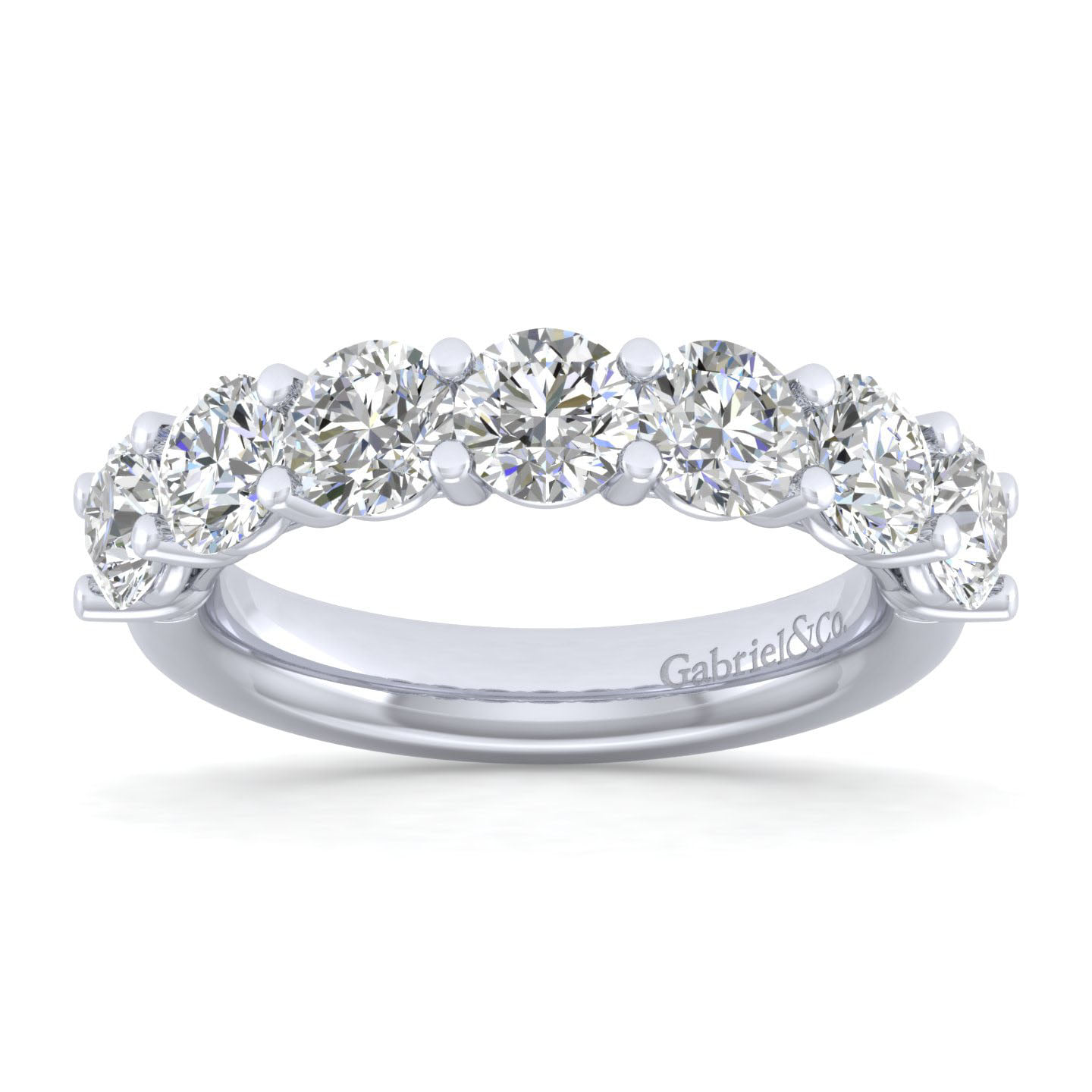 7 Stone Shared Prong Diamond Anniversary Band in 14K White Gold, photograph 5