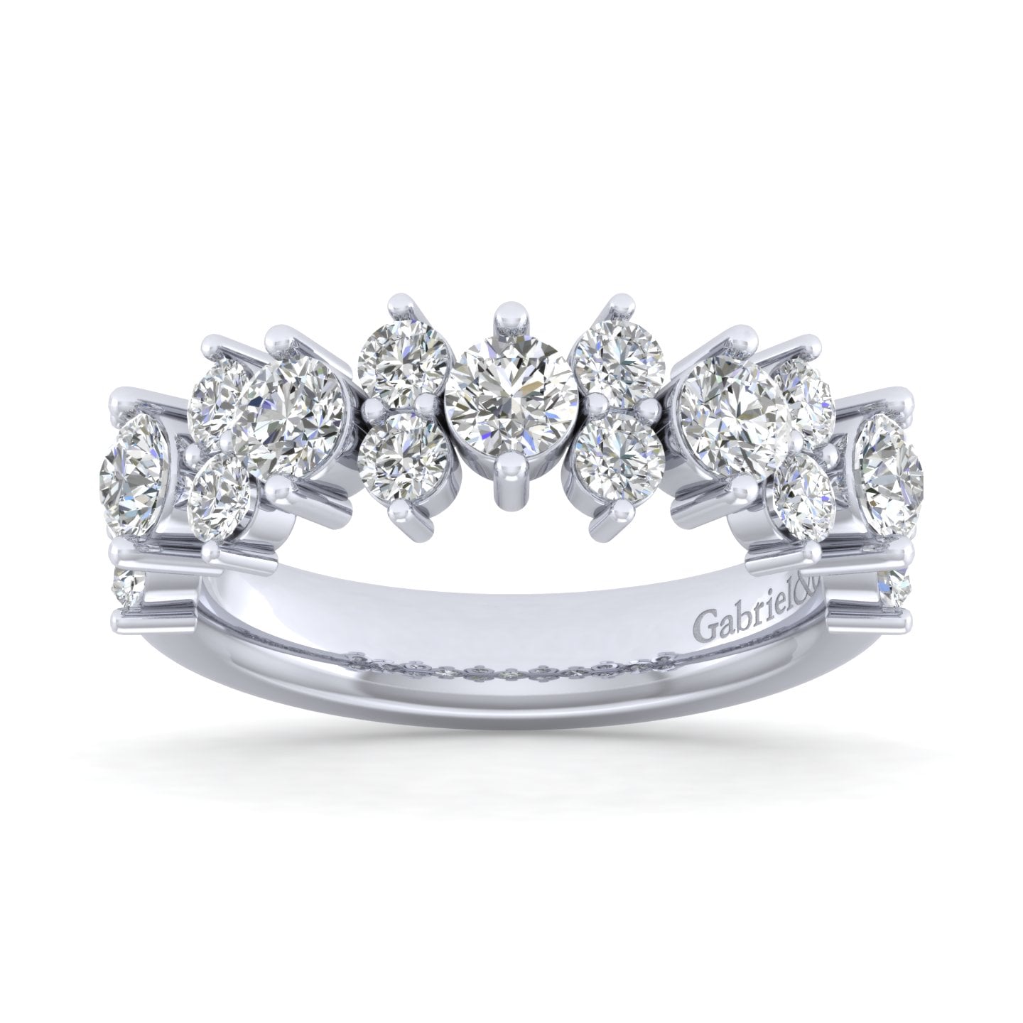 Shared Prong Diamond Anniversary Band in 14K White Gold, photograph 5