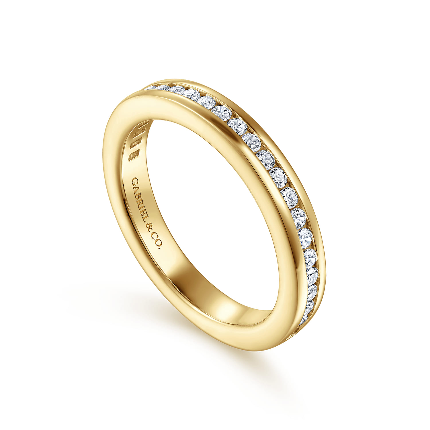 Channel Set Diamond Wedding Band in 14K Yellow Gold, photograph 3