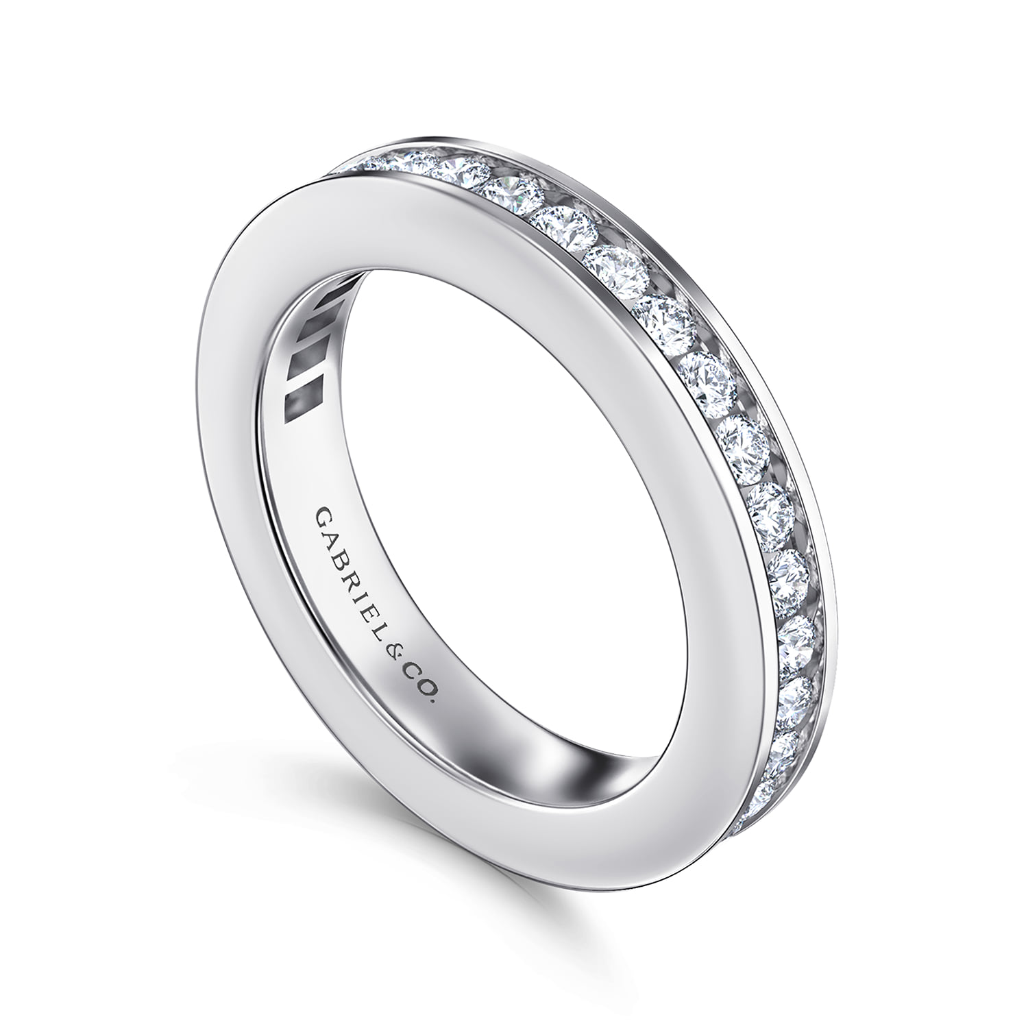 Channel Set Diamond Wedding Band in 14K White Gold, photograph 3
