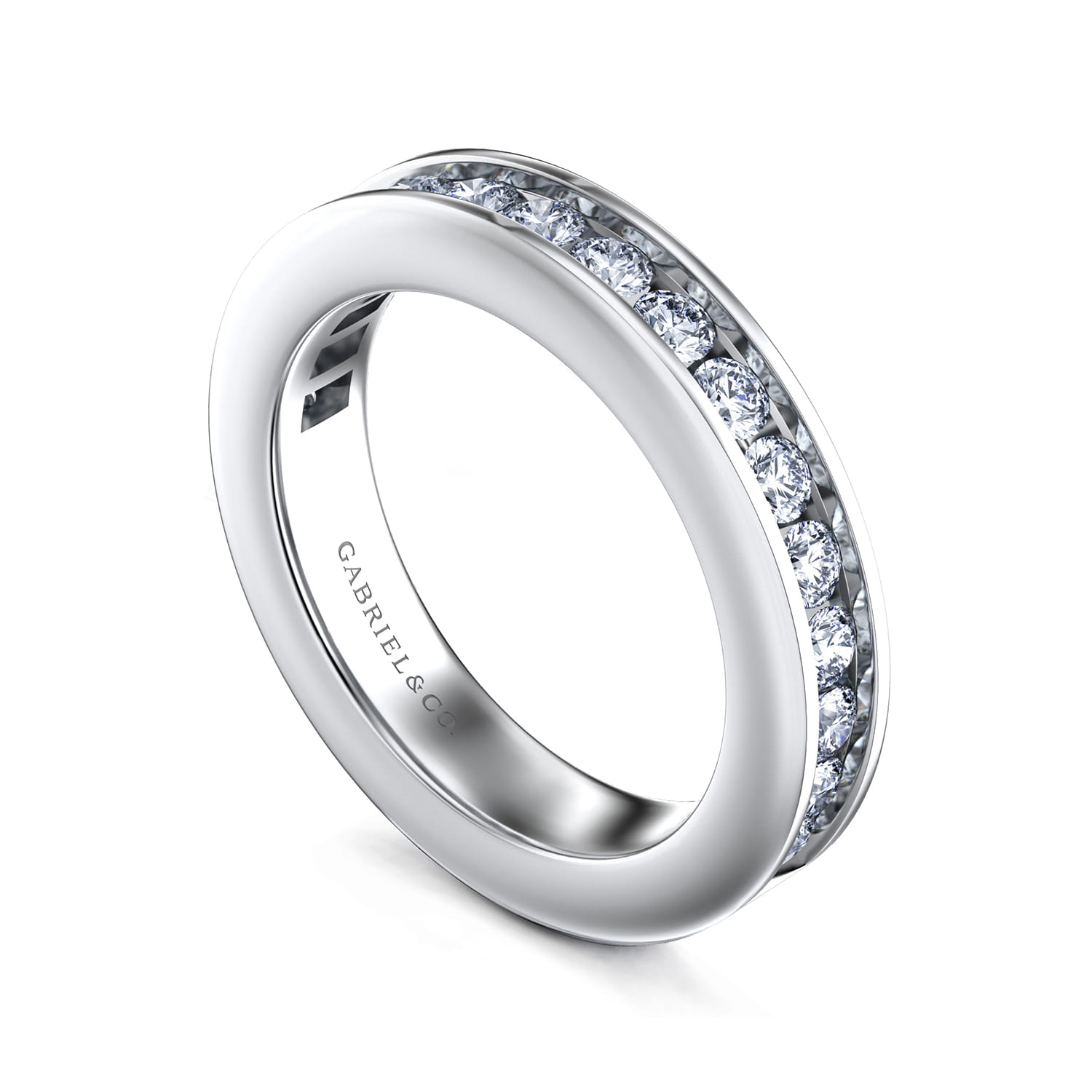 Channel Set Diamond Wedding Band in 14K White Gold, photograph 3