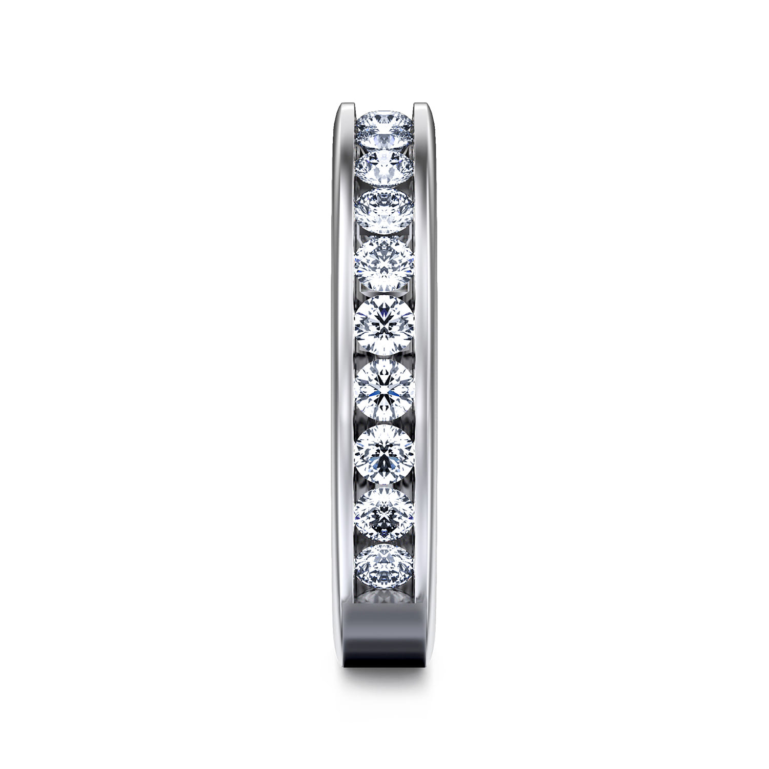Channel Set Diamond Wedding Band in 14K White Gold, photograph 4