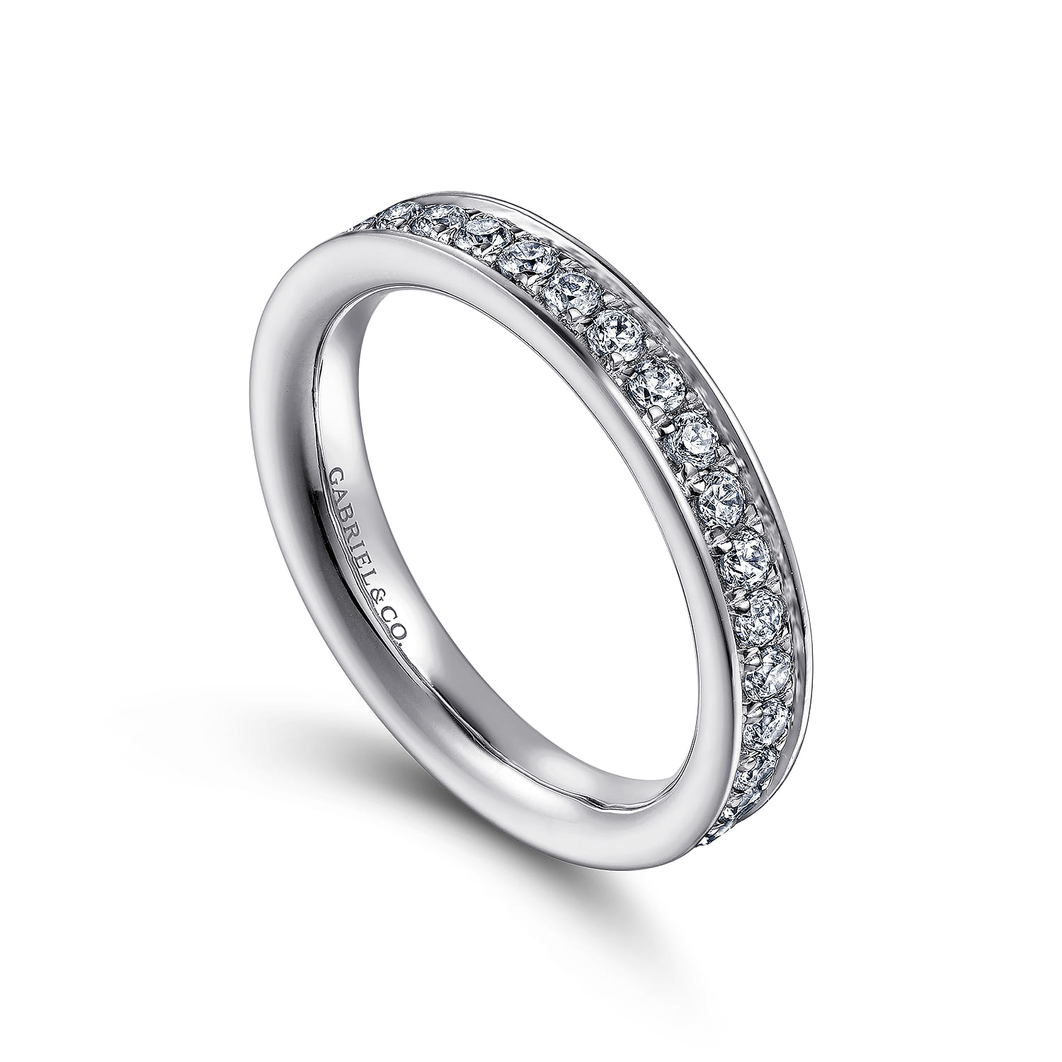Channel Prong Diamond Wedding Band in 14K White Gold, photograph 3