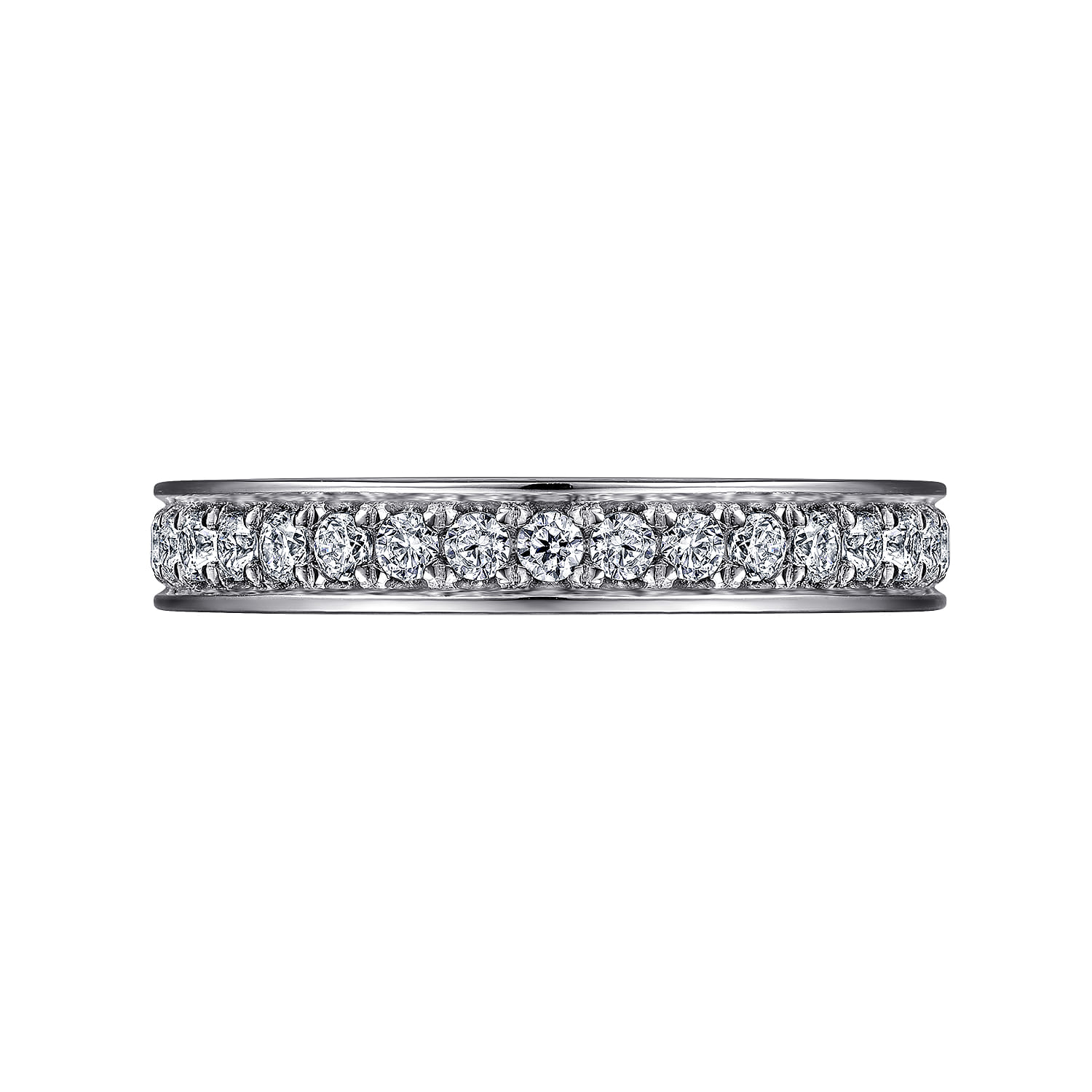 Channel Prong Diamond Wedding Band in 14K White Gold, photograph 6