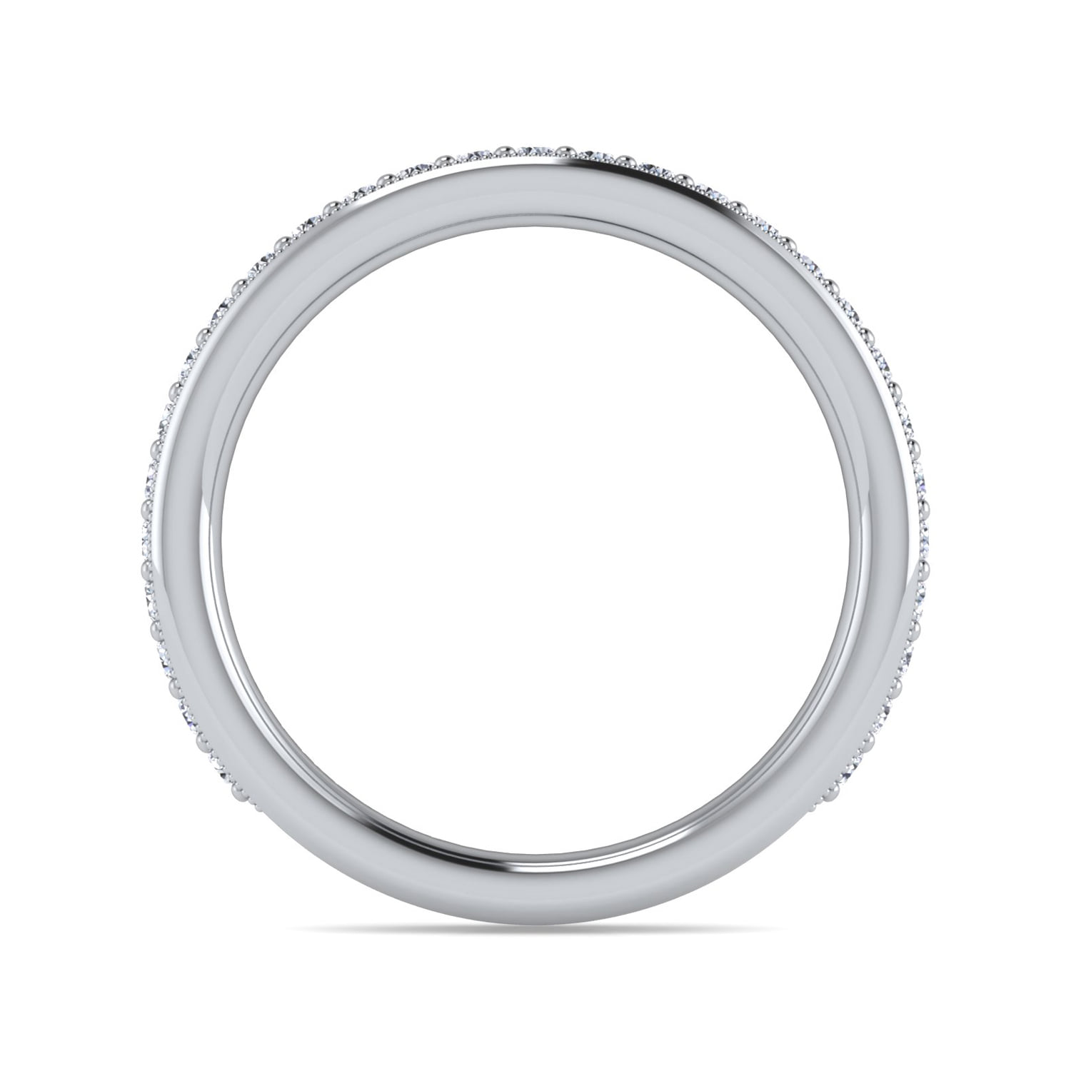Channel Prong Diamond Wedding Band with Milgrain in 14K White Gold, photograph 2
