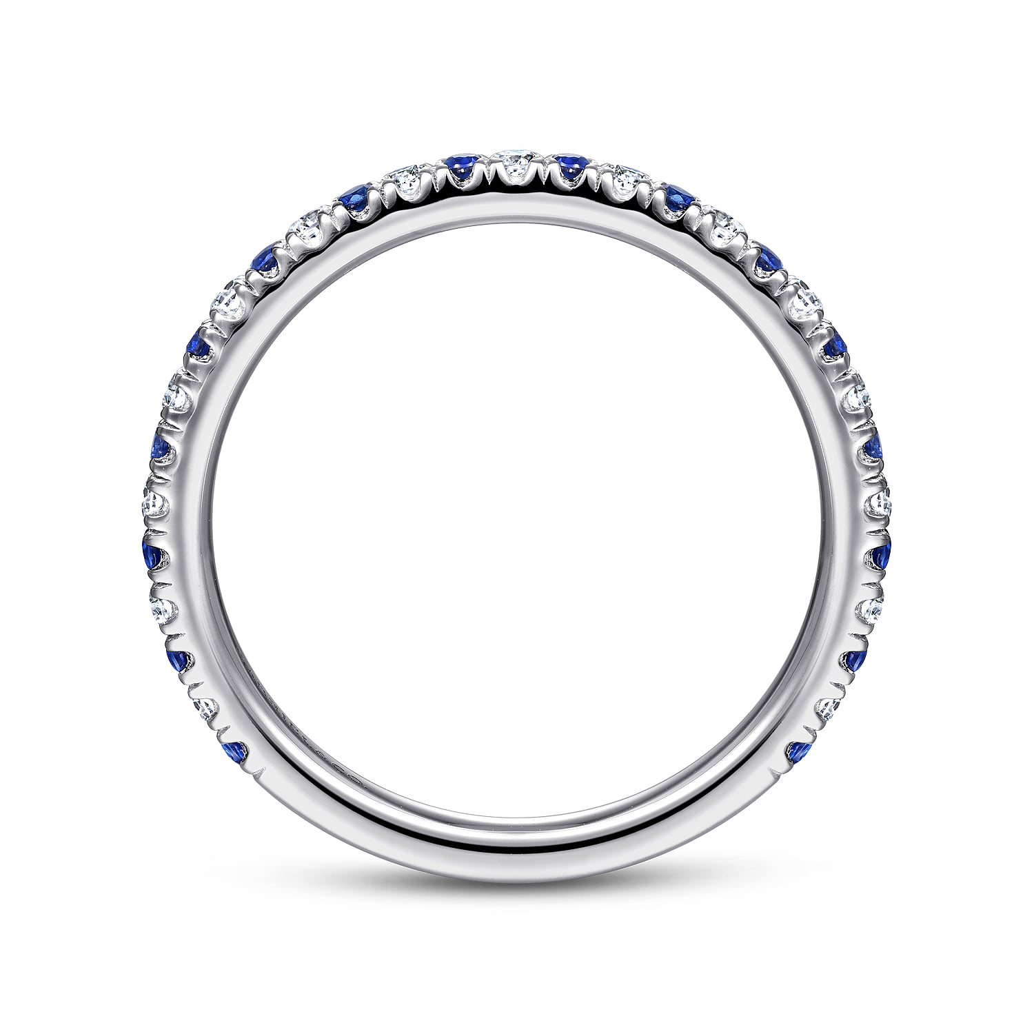 Diamond and Sapphire Anniversary Band in Platinum, photograph 2