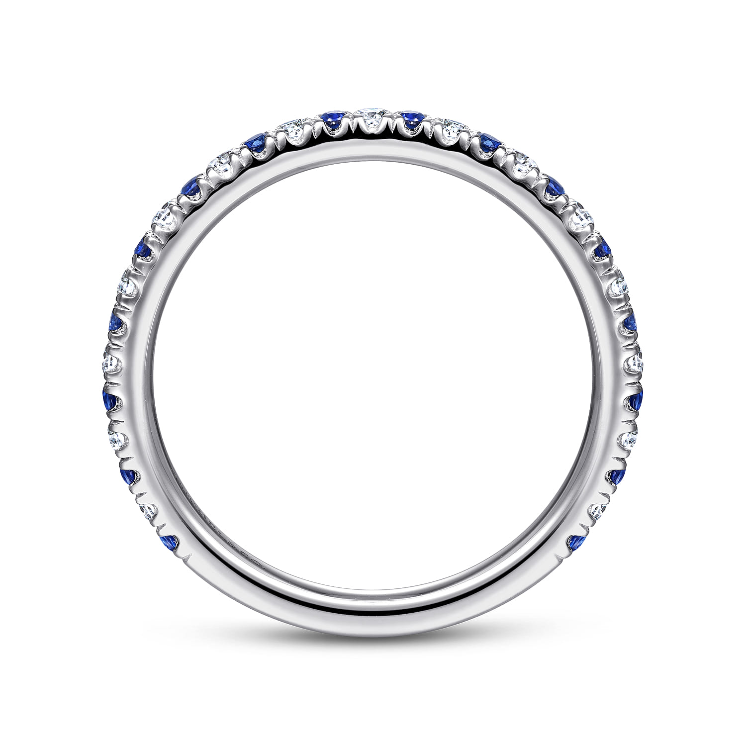 Diamond and Sapphire Anniversary Band in 14K White Gold, photograph 2