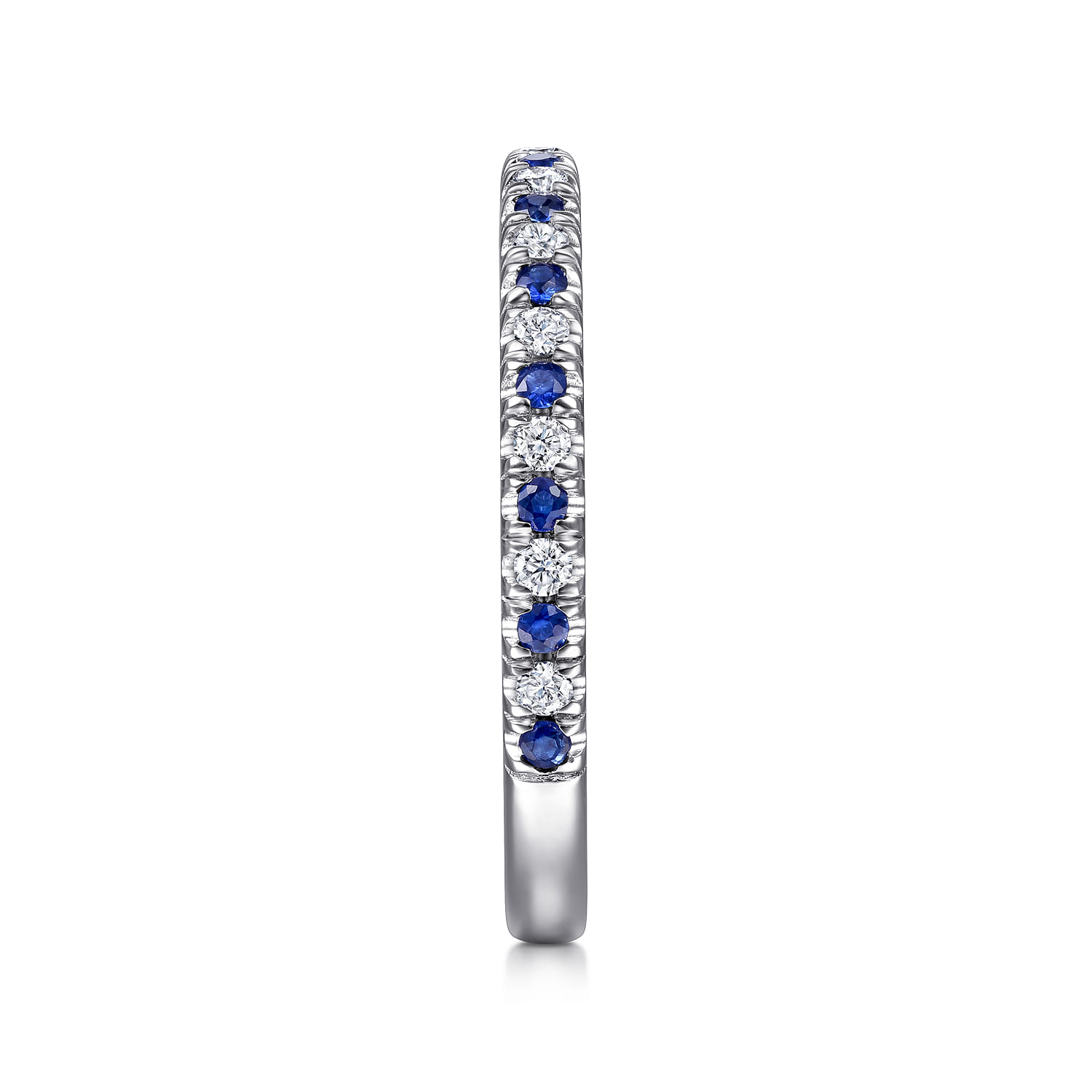 Diamond and Sapphire Anniversary Band in 14K White Gold, photograph 4