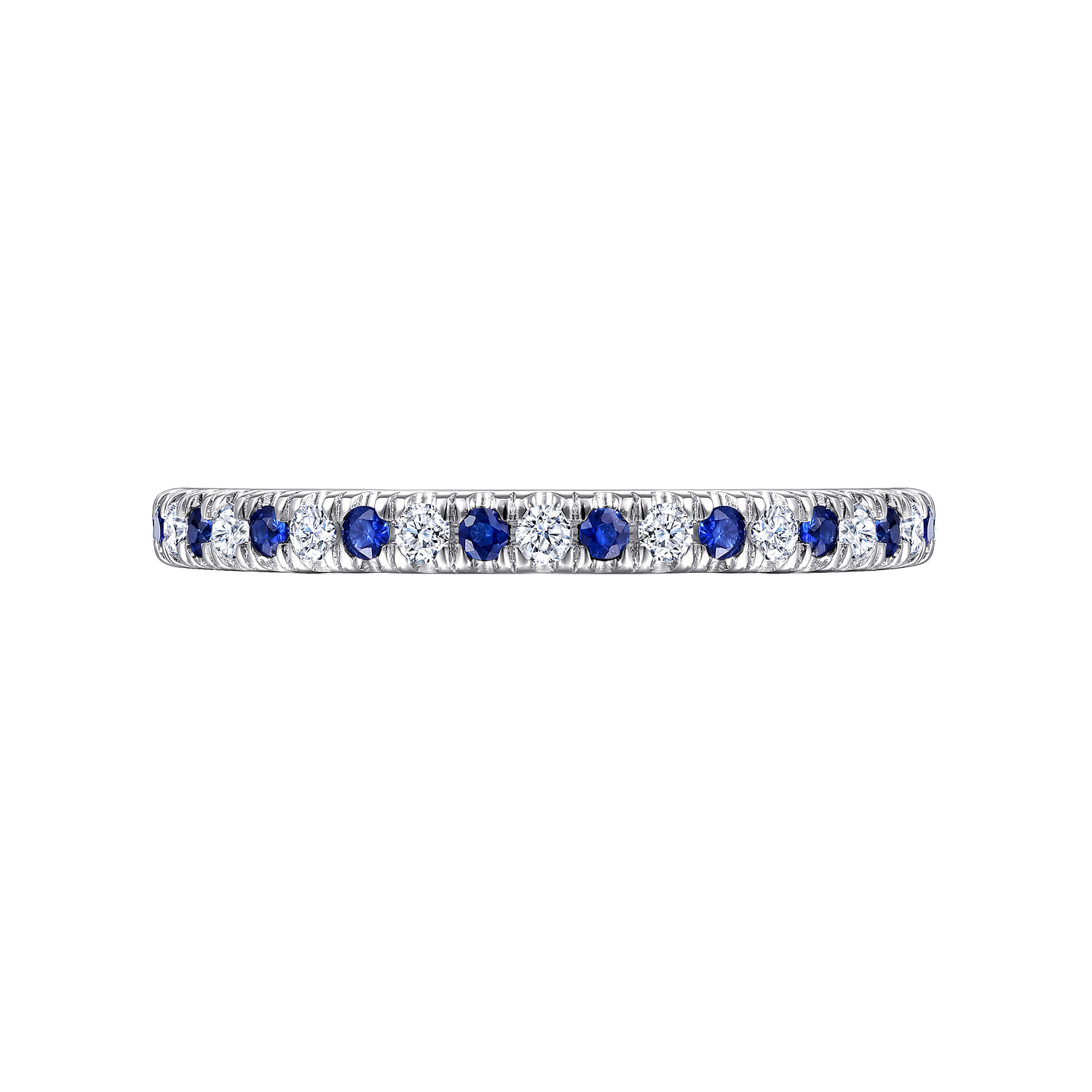 Diamond and Sapphire Anniversary Band in 14K White Gold, photograph 6