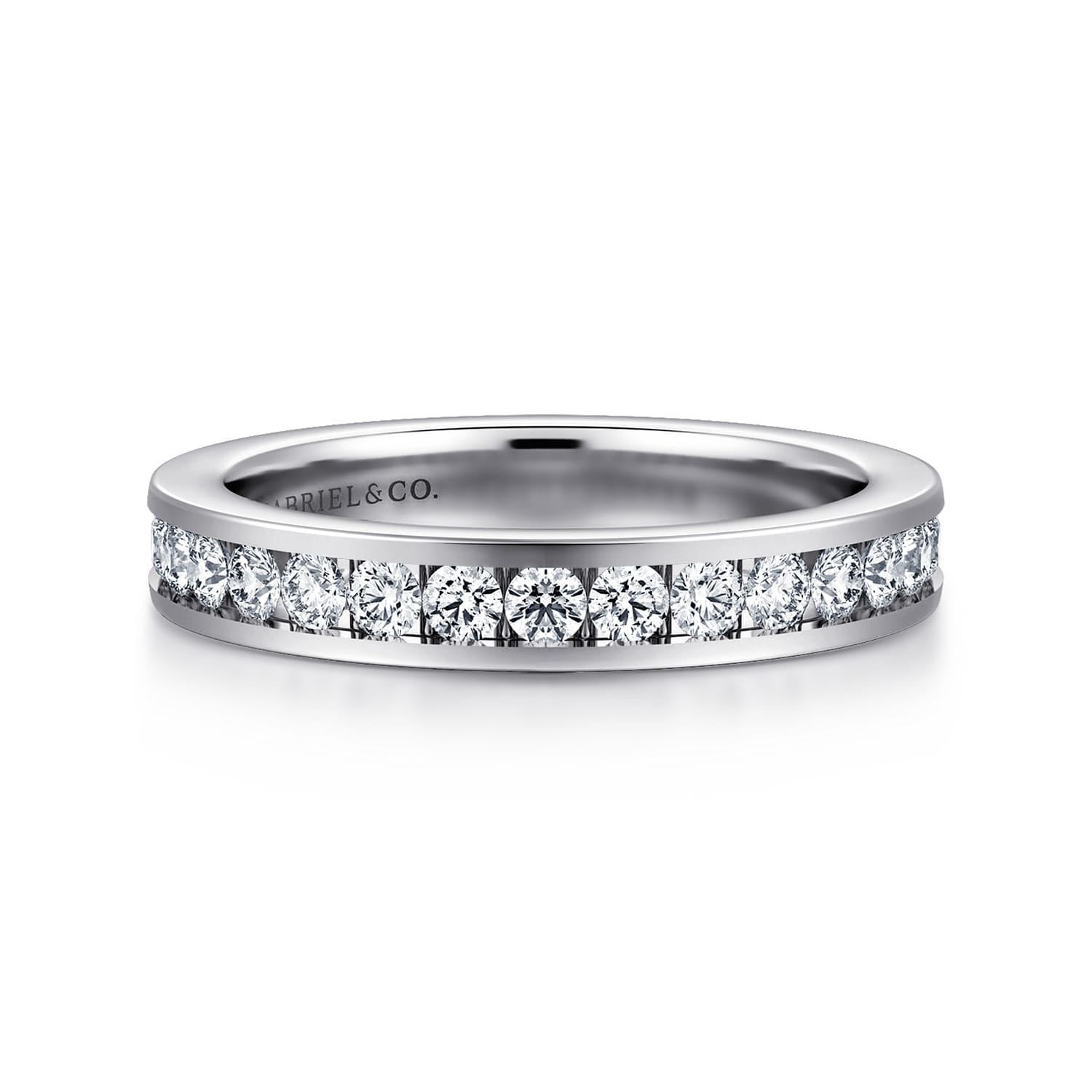 Channel Set Diamond Wedding Band in 14K White Gold