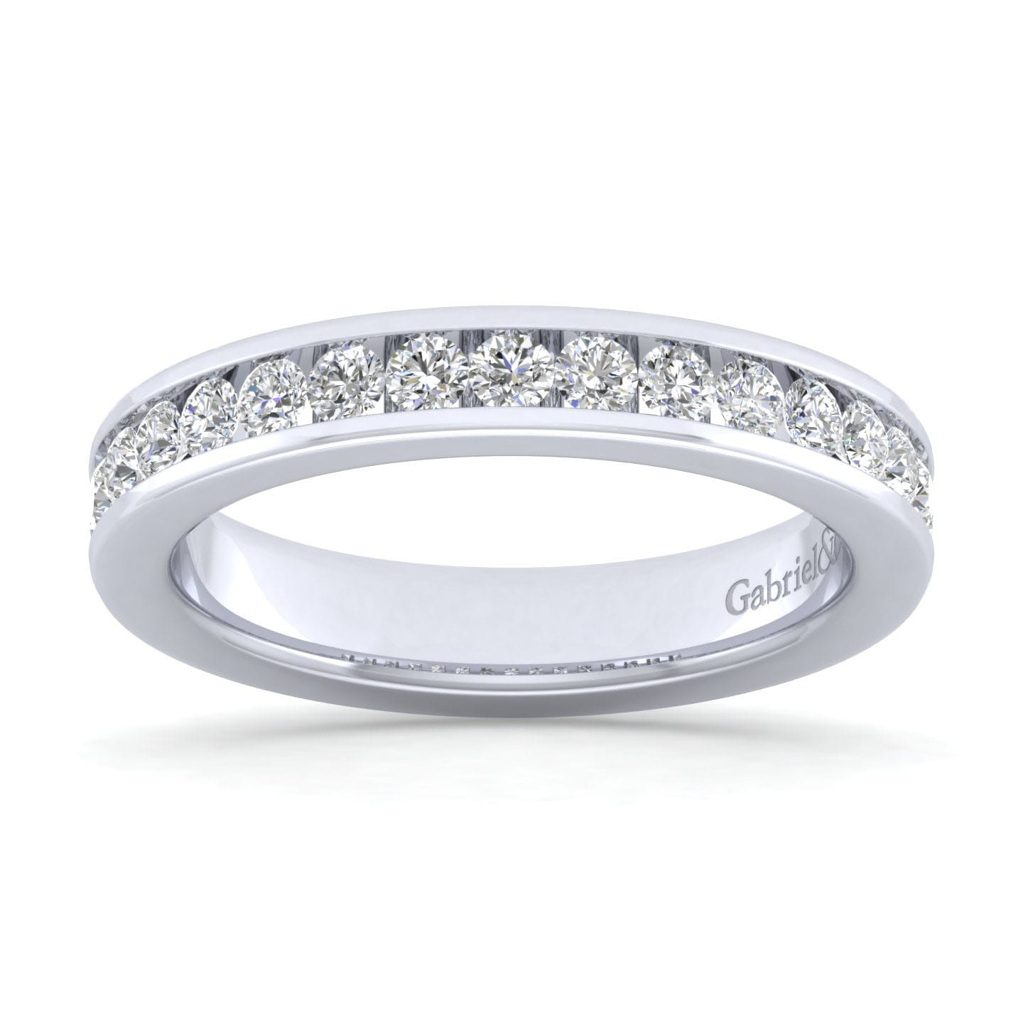 Channel Set Diamond Wedding Band in 14K White Gold, photograph 5