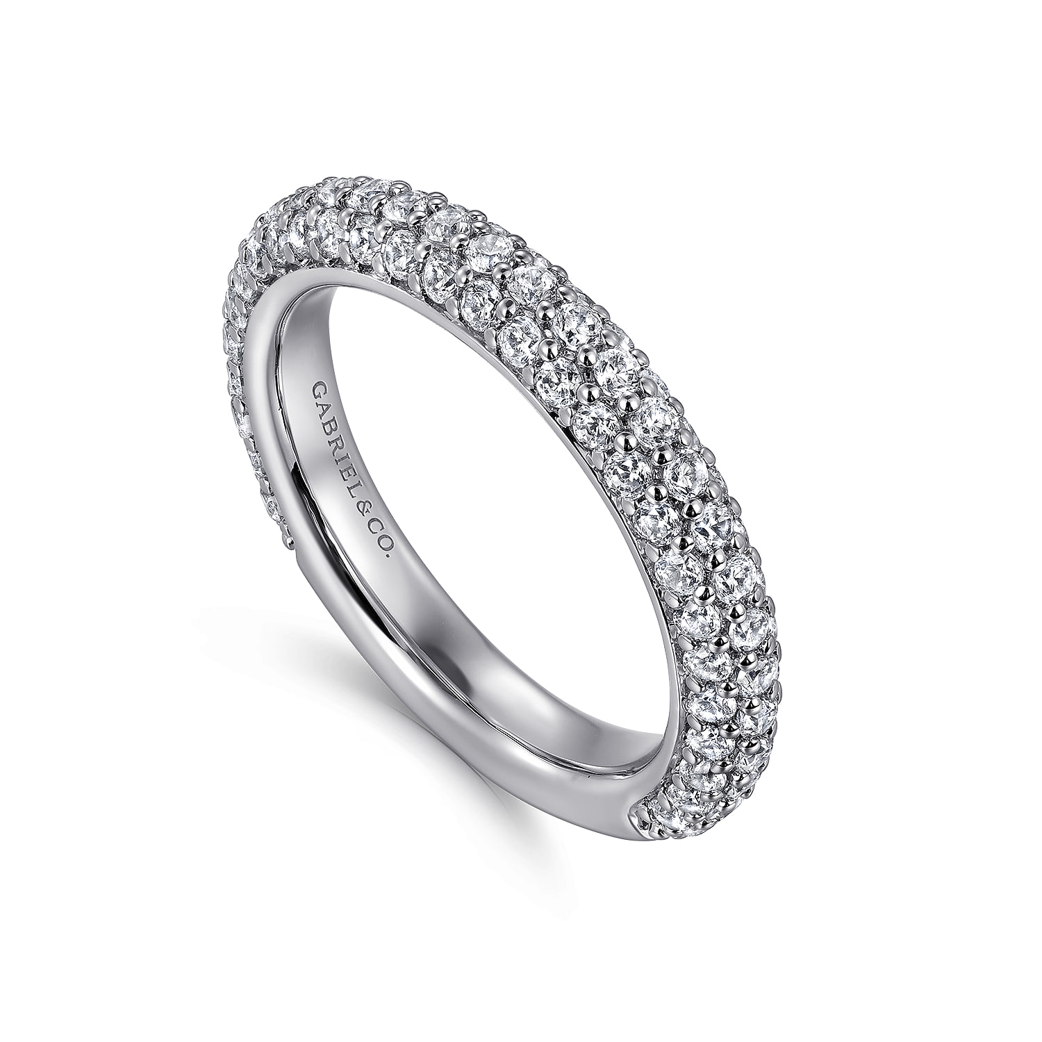 Diamond Pave Anniversary Band in 14K White Gold, photograph 3
