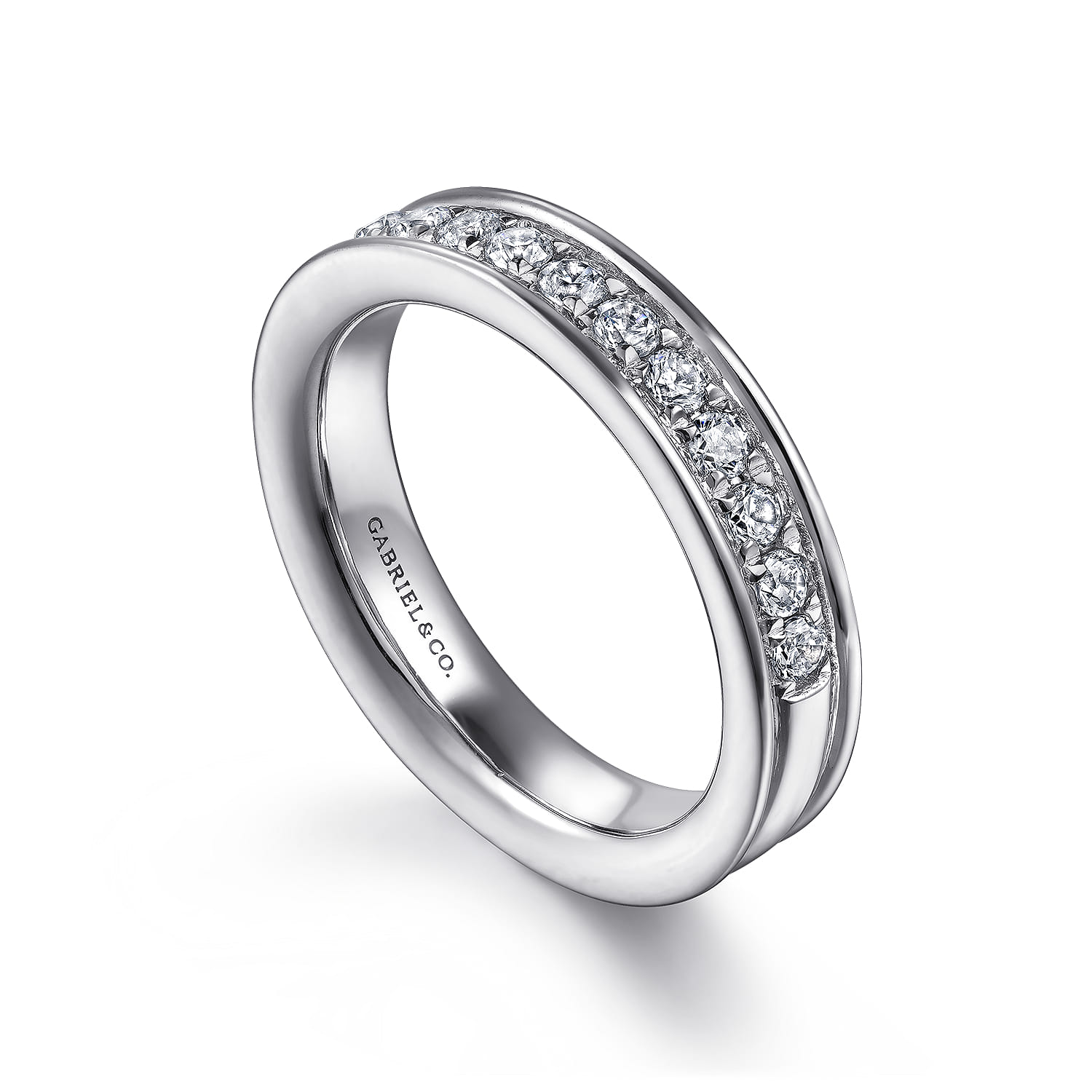 Channel Prong Diamond Anniversary Band in 14K White Gold, photograph 3