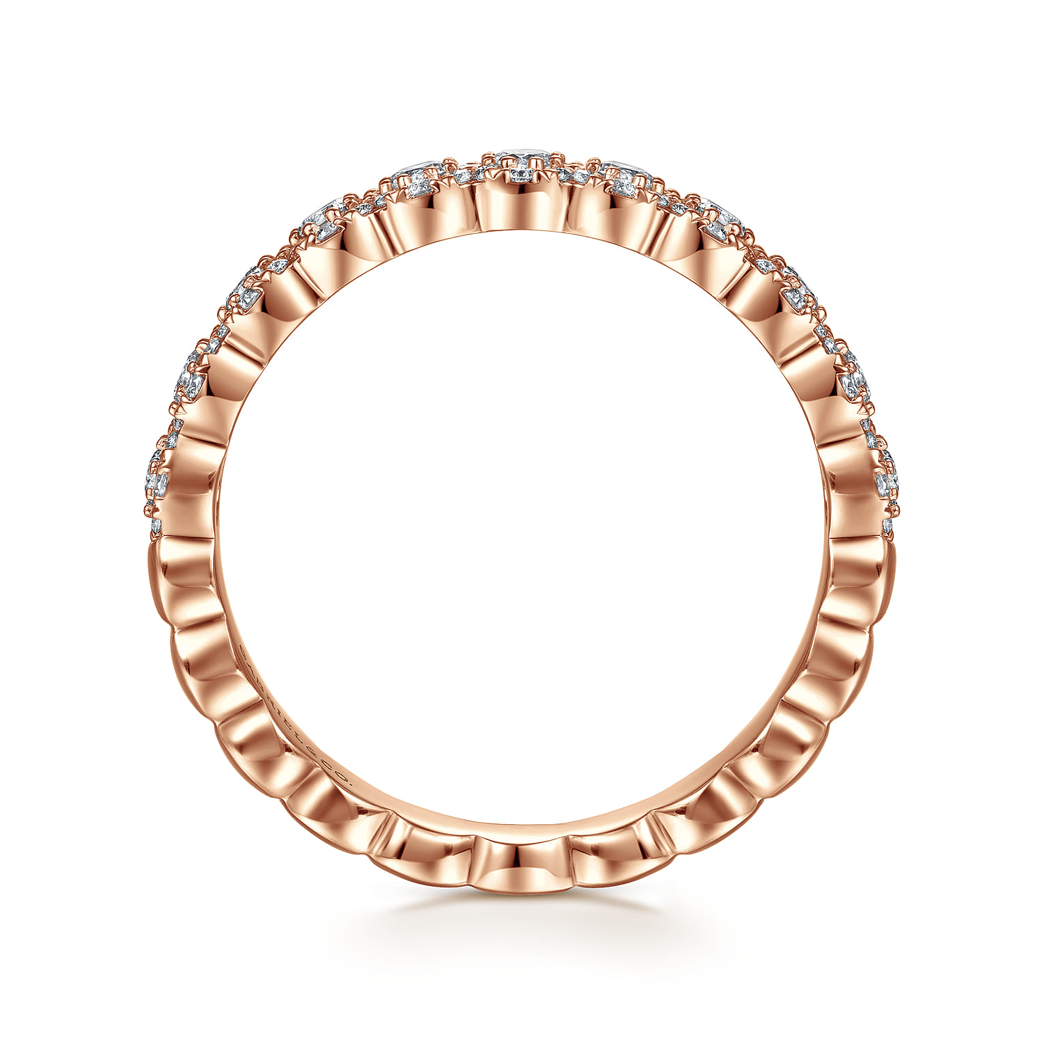 Diamond Halo Anniversary Band in 14K Rose Gold, photograph 2