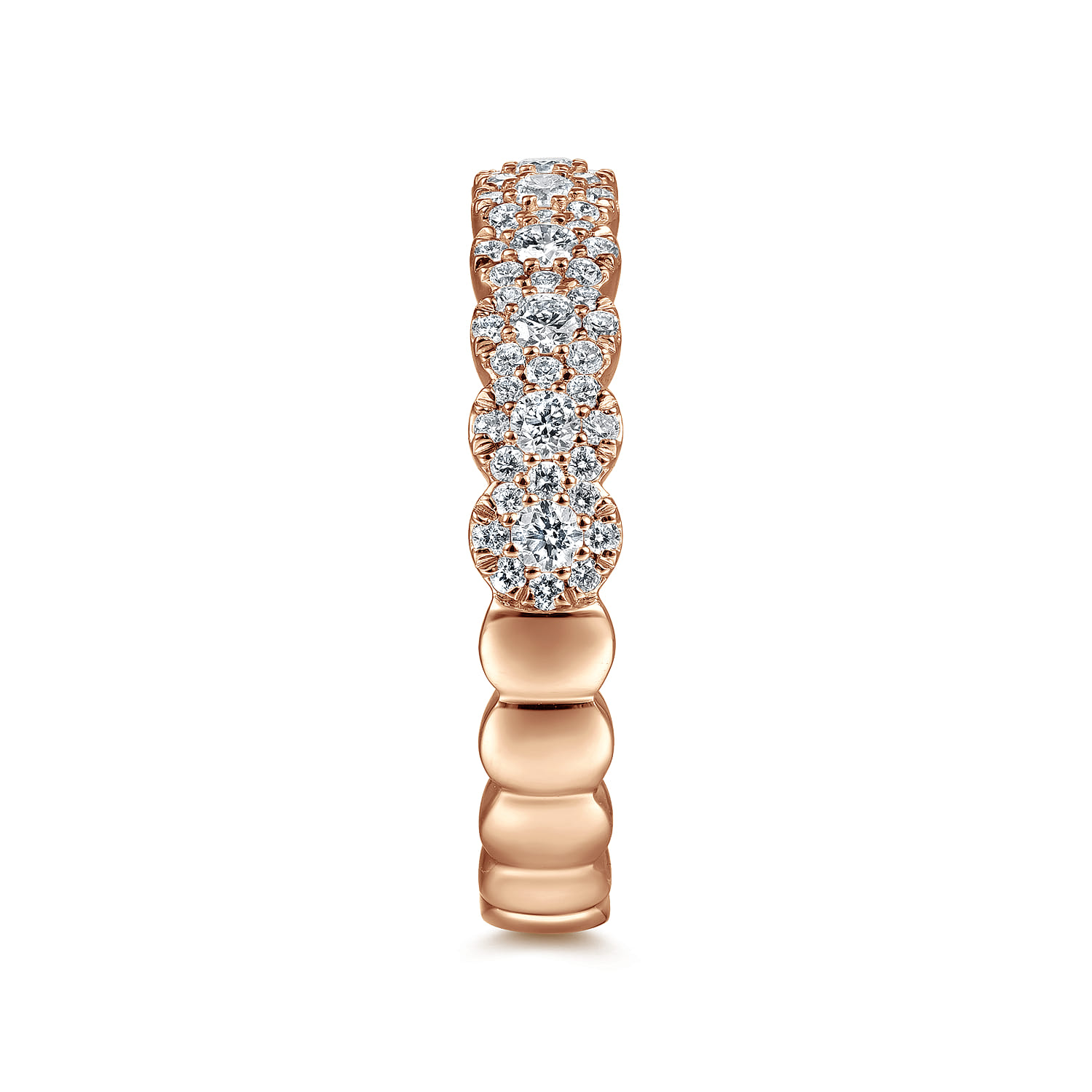 Diamond Halo Anniversary Band in 14K Rose Gold, photograph 4