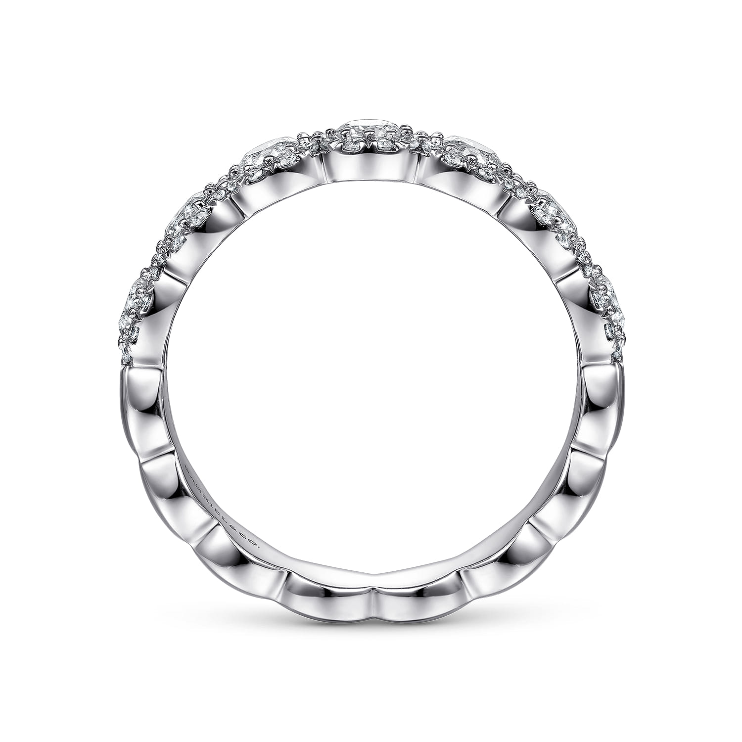 Diamond Halo Anniversary Band in 14K White Gold, photograph 2