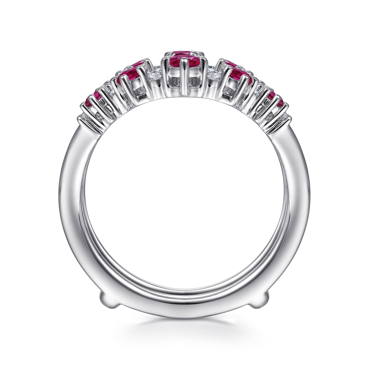 Prong Set Ruby and Diamond Ring Enhancer in 14K White Gold, photograph 2