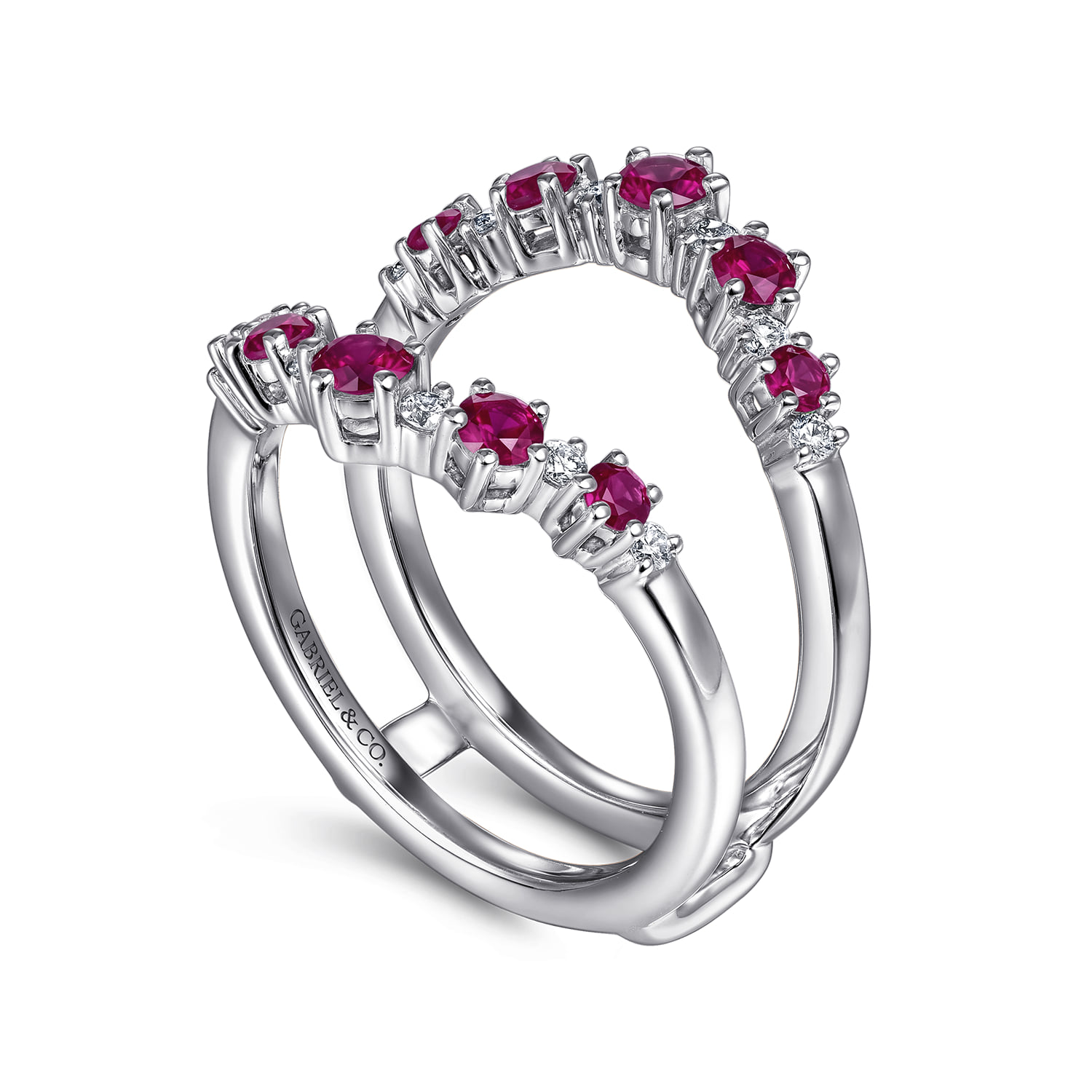 Prong Set Ruby and Diamond Ring Enhancer in 14K White Gold, photograph 3