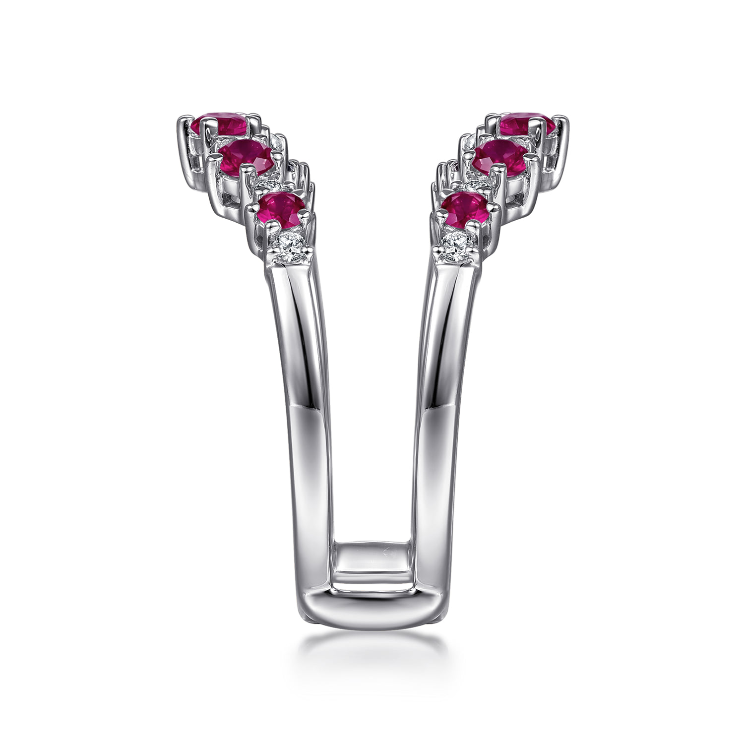 Prong Set Ruby and Diamond Ring Enhancer in 14K White Gold, photograph 4
