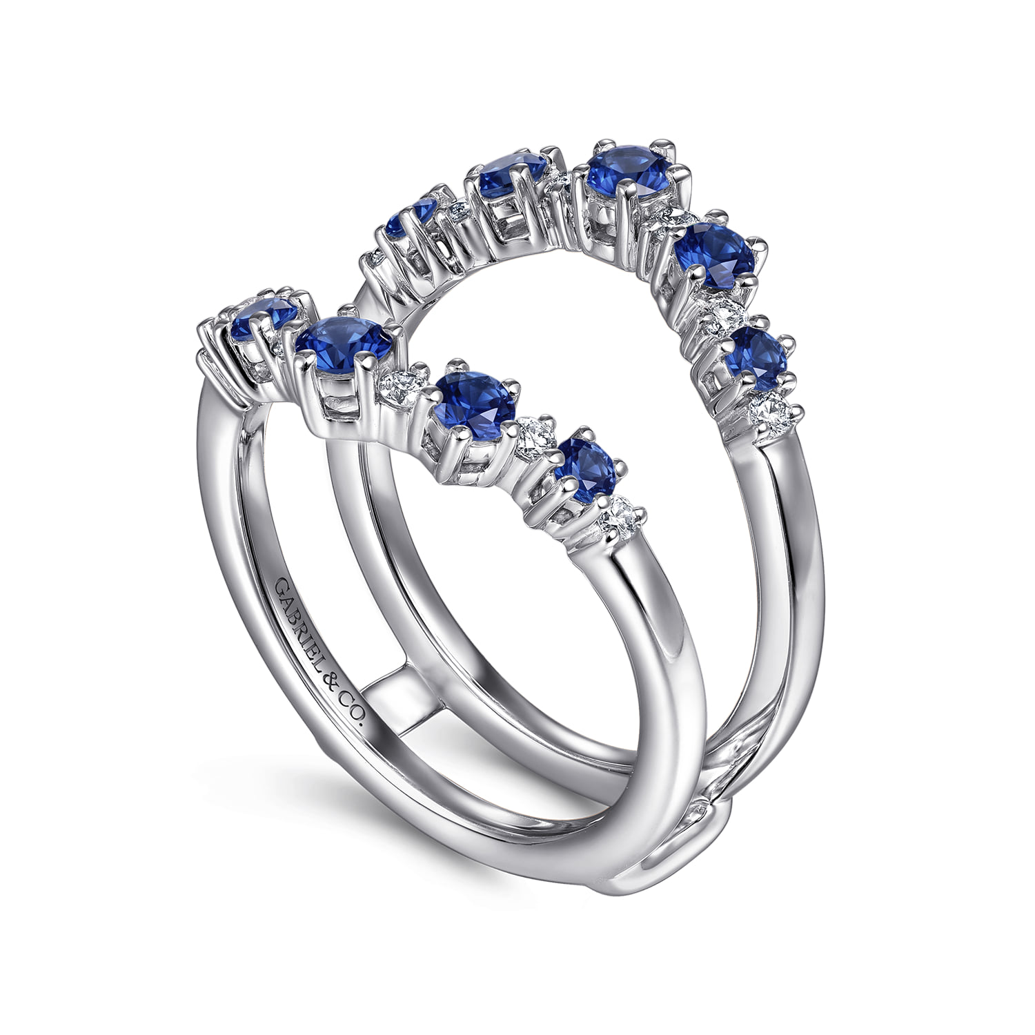 Prong Set Sapphire and Diamond Ring Enhancer in 14K White Gold, photograph 3
