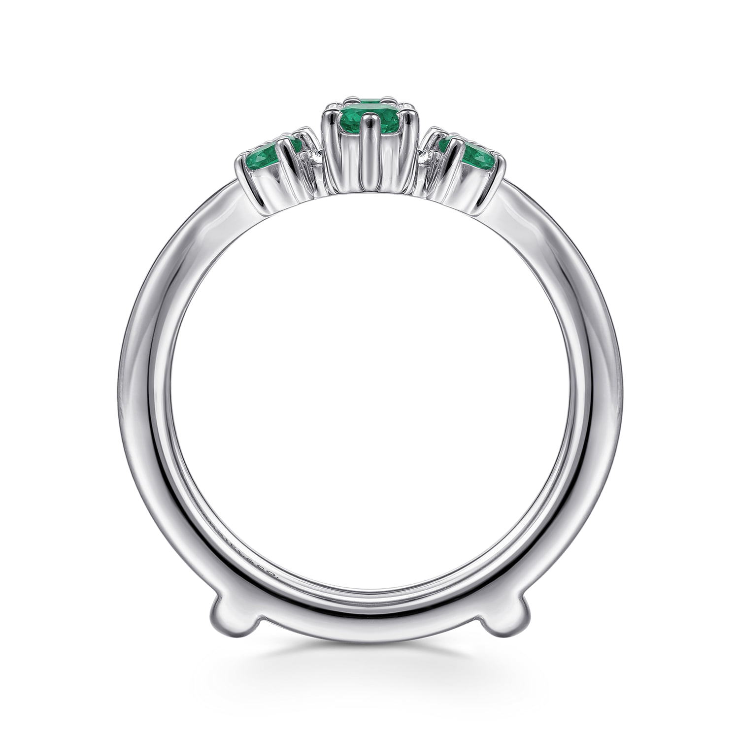 Prong Set Emerald and Diamond Ring Enhancer in 14K White Gold, photograph 2