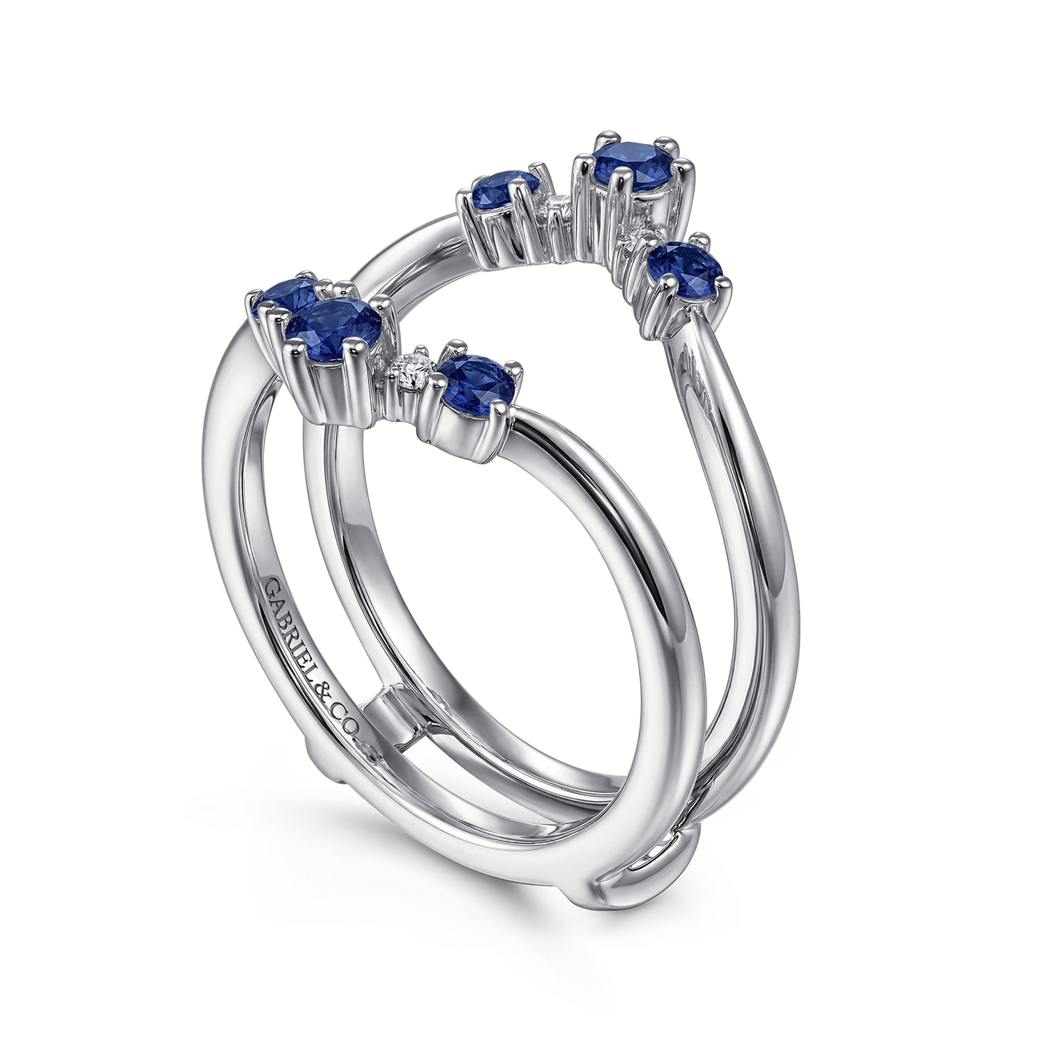 Prong Set Sapphire and Diamond Ring Enhancer in 14K White Gold, photograph 3