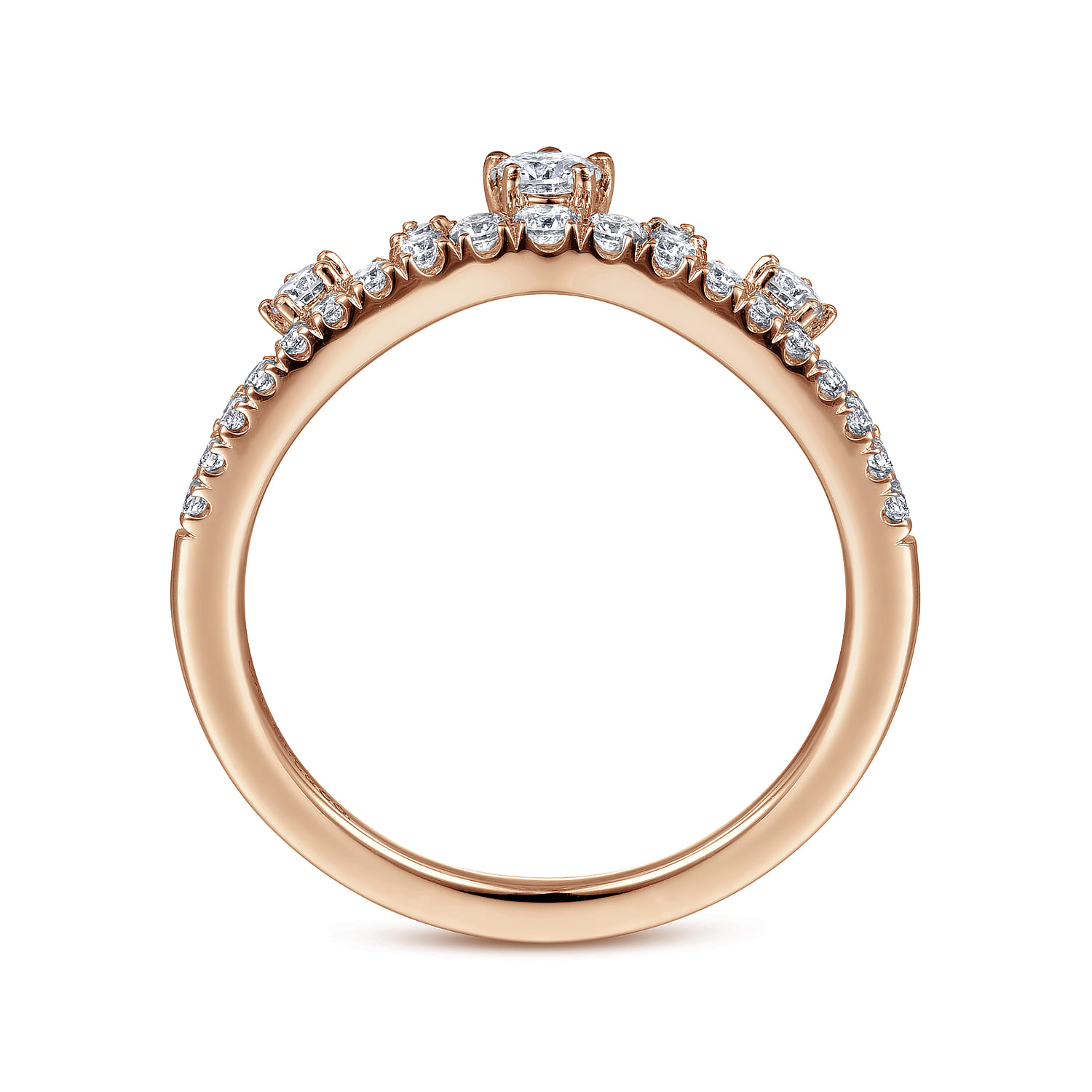 Curved Diamond Anniversary Band in 14K Rose Gold, photograph 2
