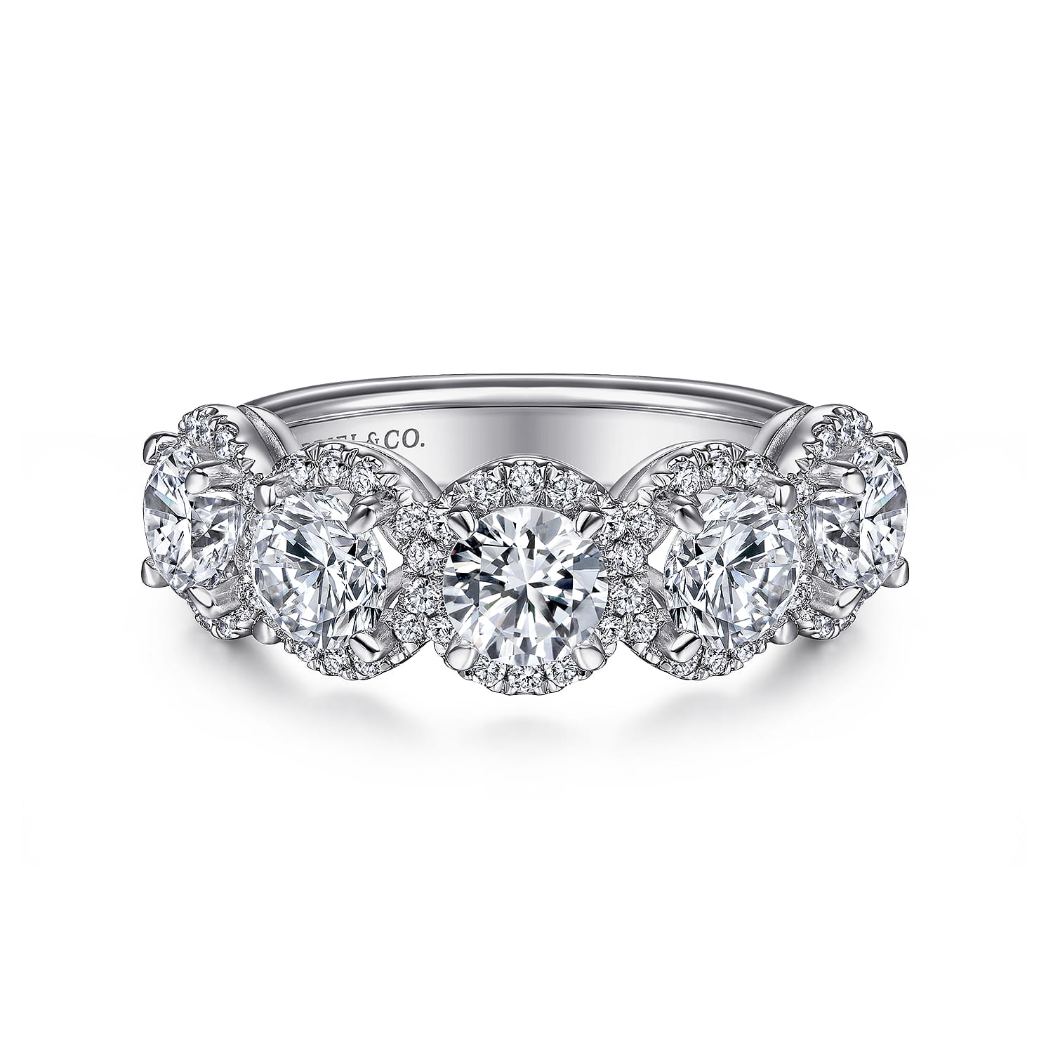 14k White Gold Round Fancy Band Gabriel AN14895W44JJ - Main Image