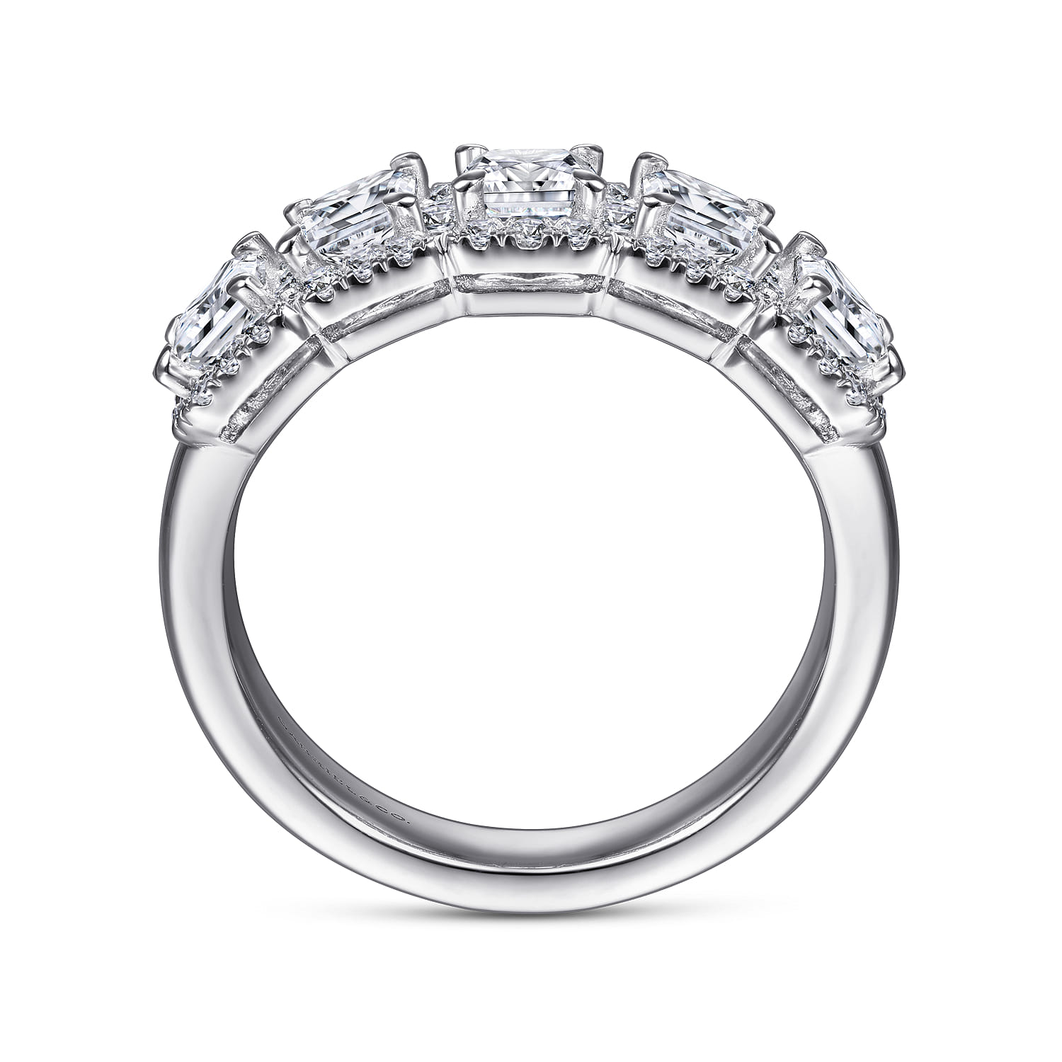 and Diamond Halo Station Anniversary Band in 14K White Gold, photograph 2