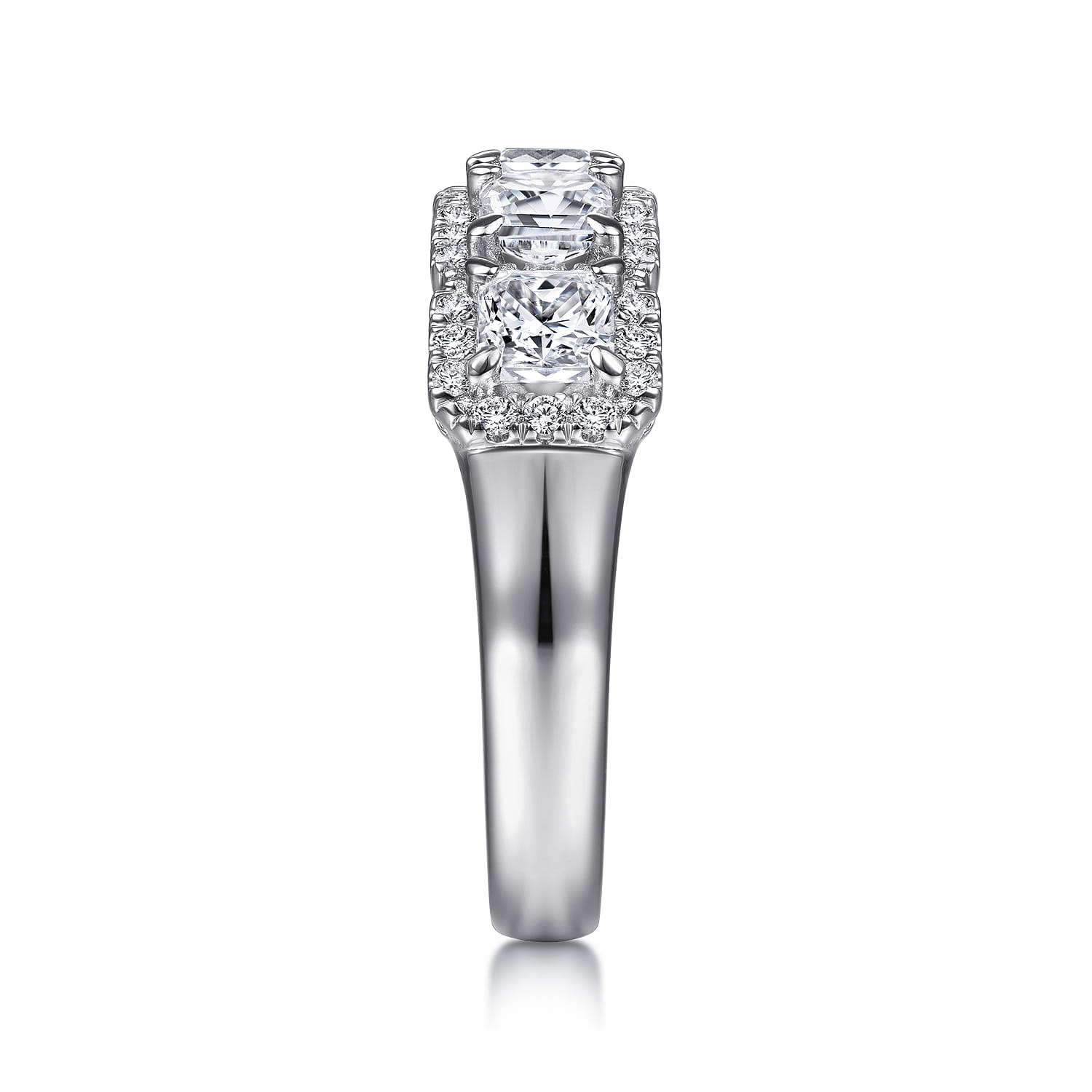 and Diamond Halo Station Anniversary Band in 14K White Gold, photograph 4