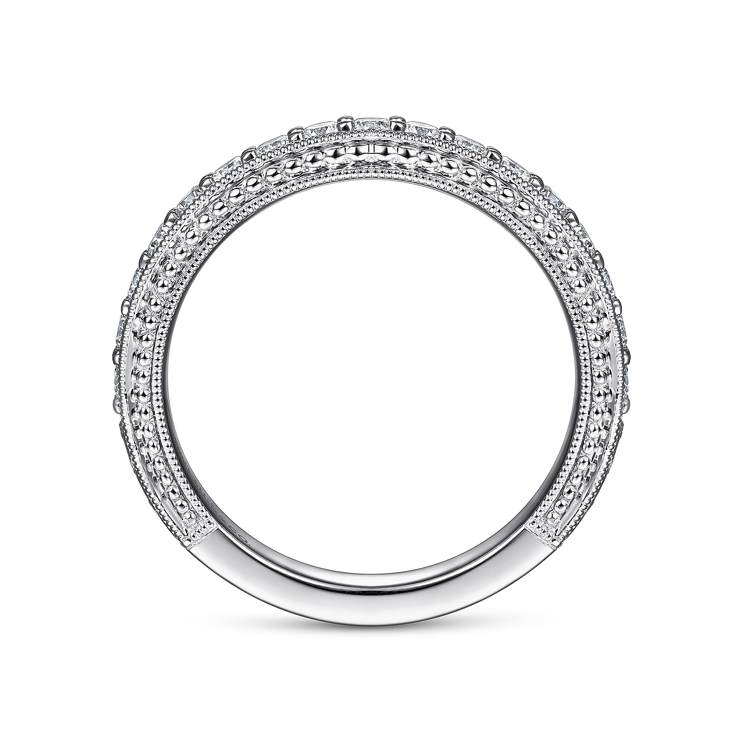 Vintage Inspired Diamond Wedding Band in 14K White Gold, photograph 2
