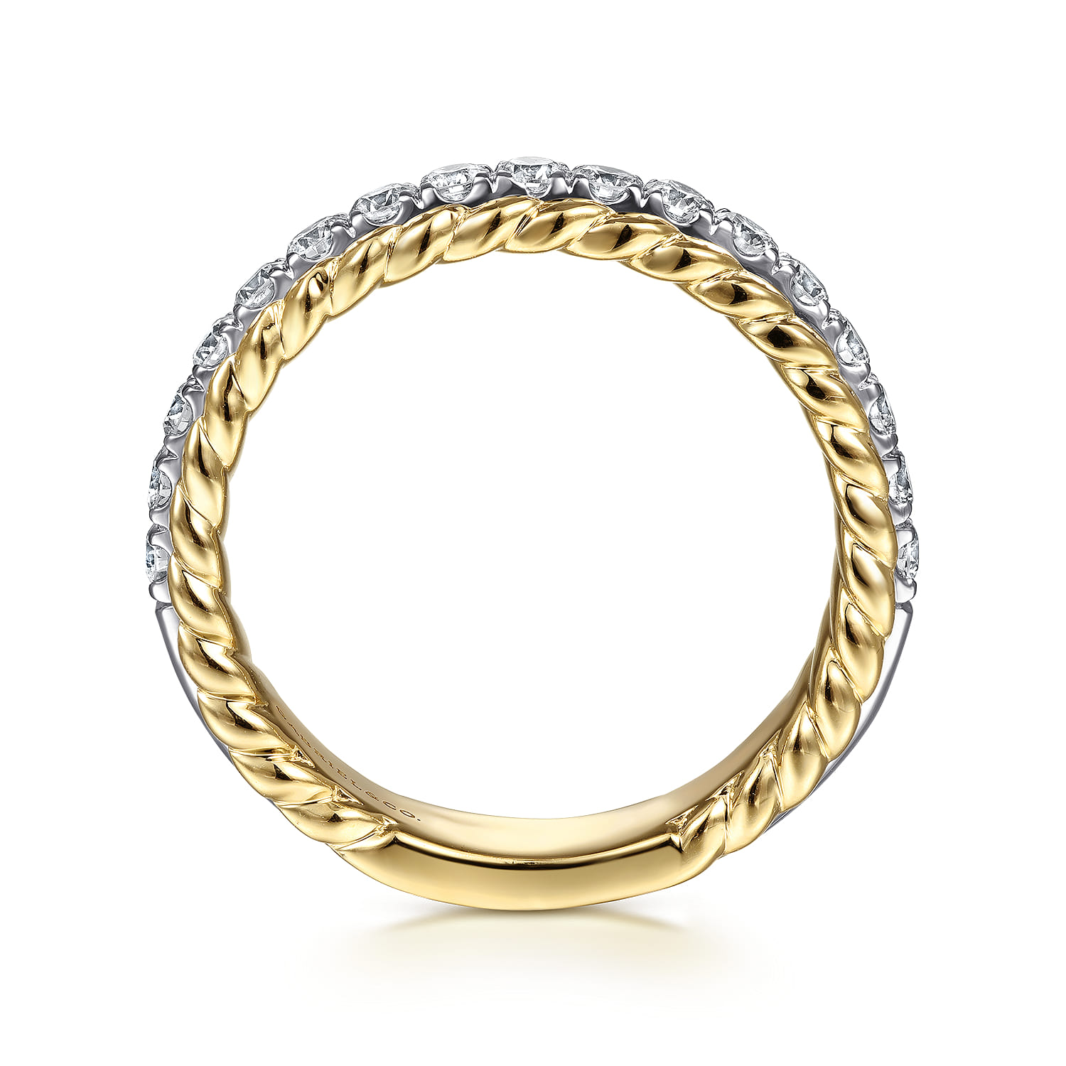 Diamond Anniversary Band with Scalloped Edge in 14K White/Yellow Gold, photograph 2