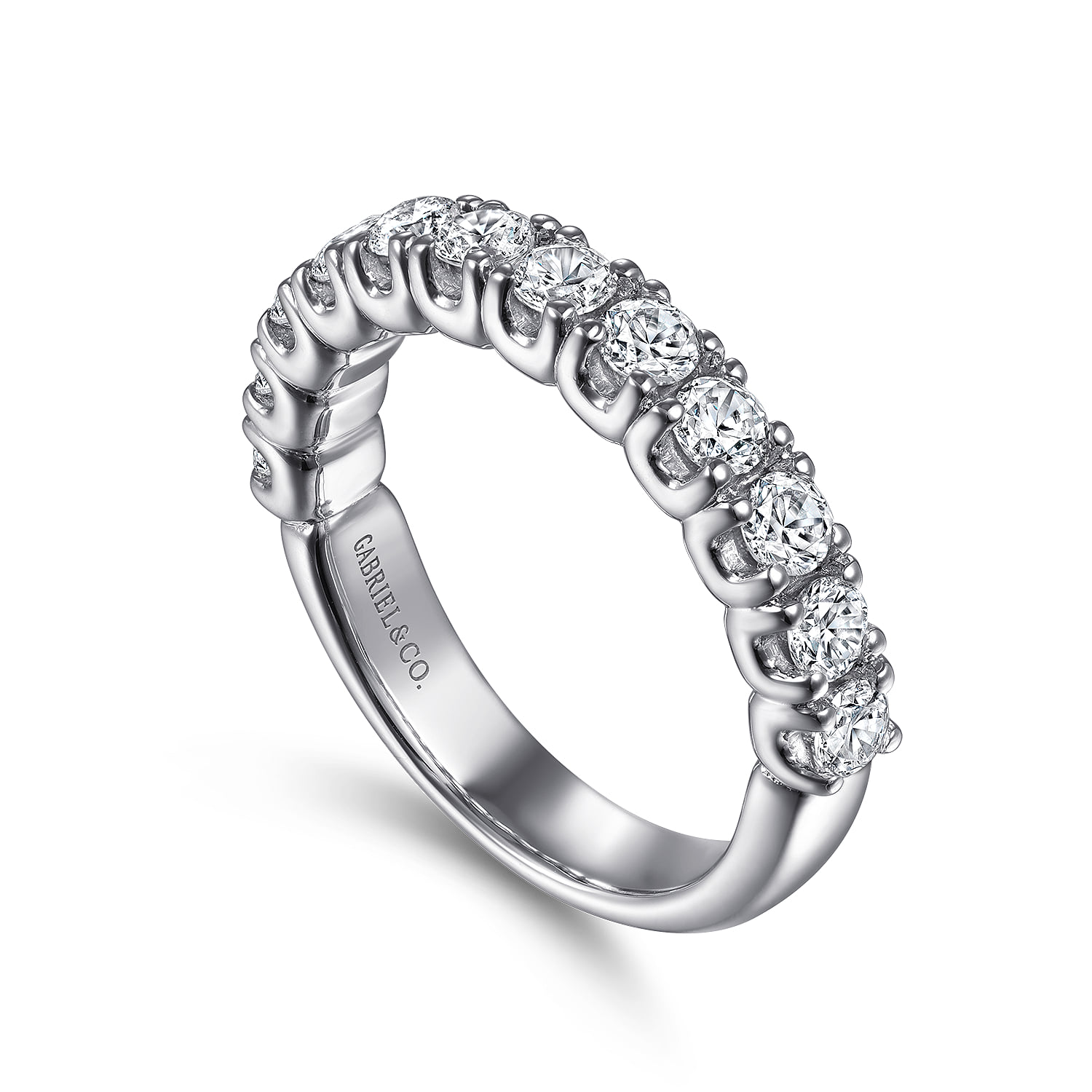 12 Stone Diamond Wedding Band in 14K White Gold, photograph 3