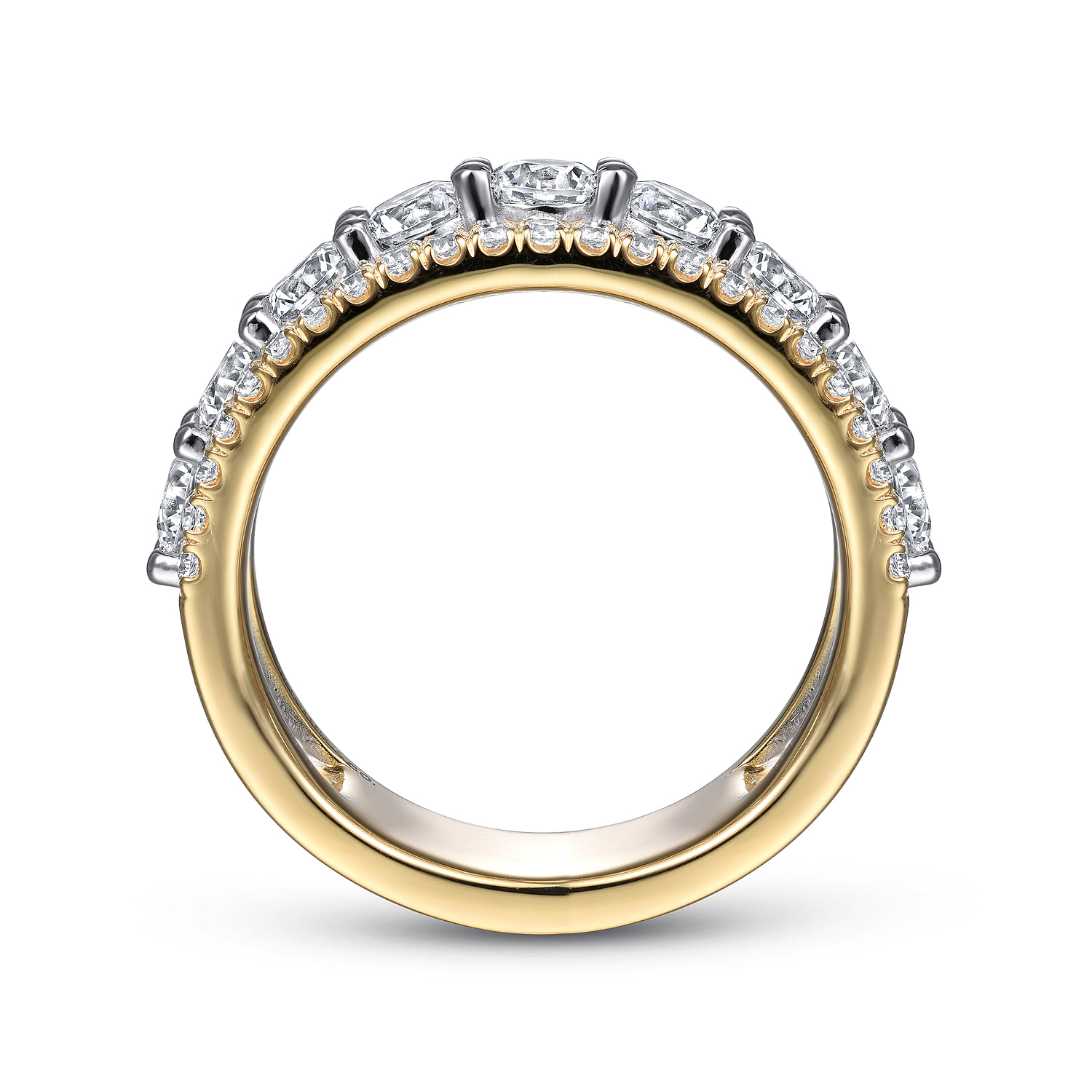 Wide Diamond Anniversary Band in 14K White/Yellow Gold, photograph 2