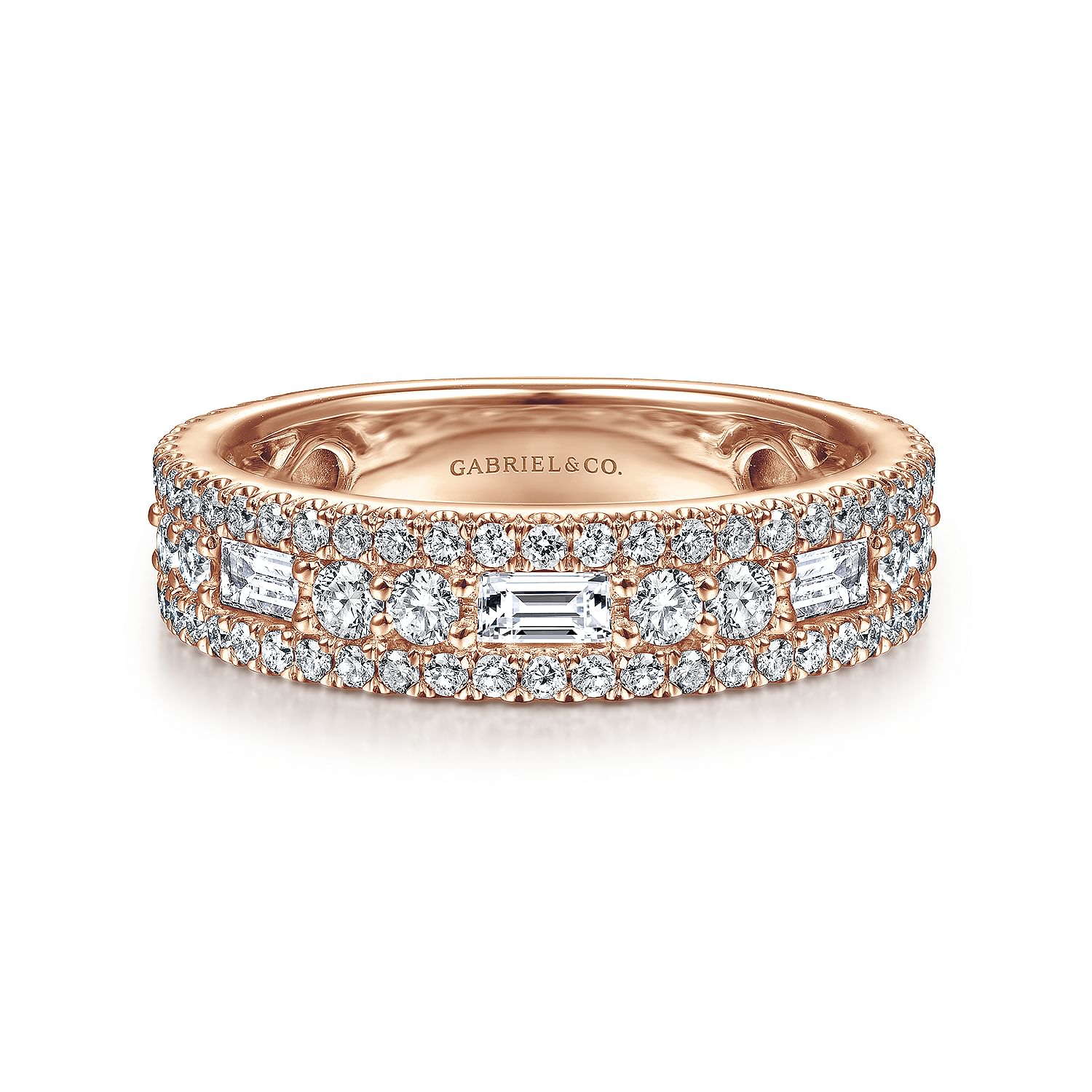 Rose gold diamond store baguette ring